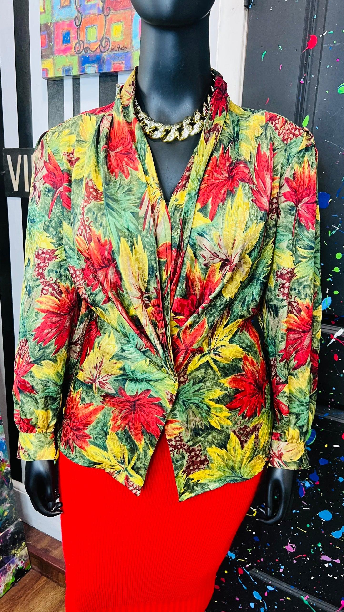 Vintage Floral Two Button Blazer (18W)