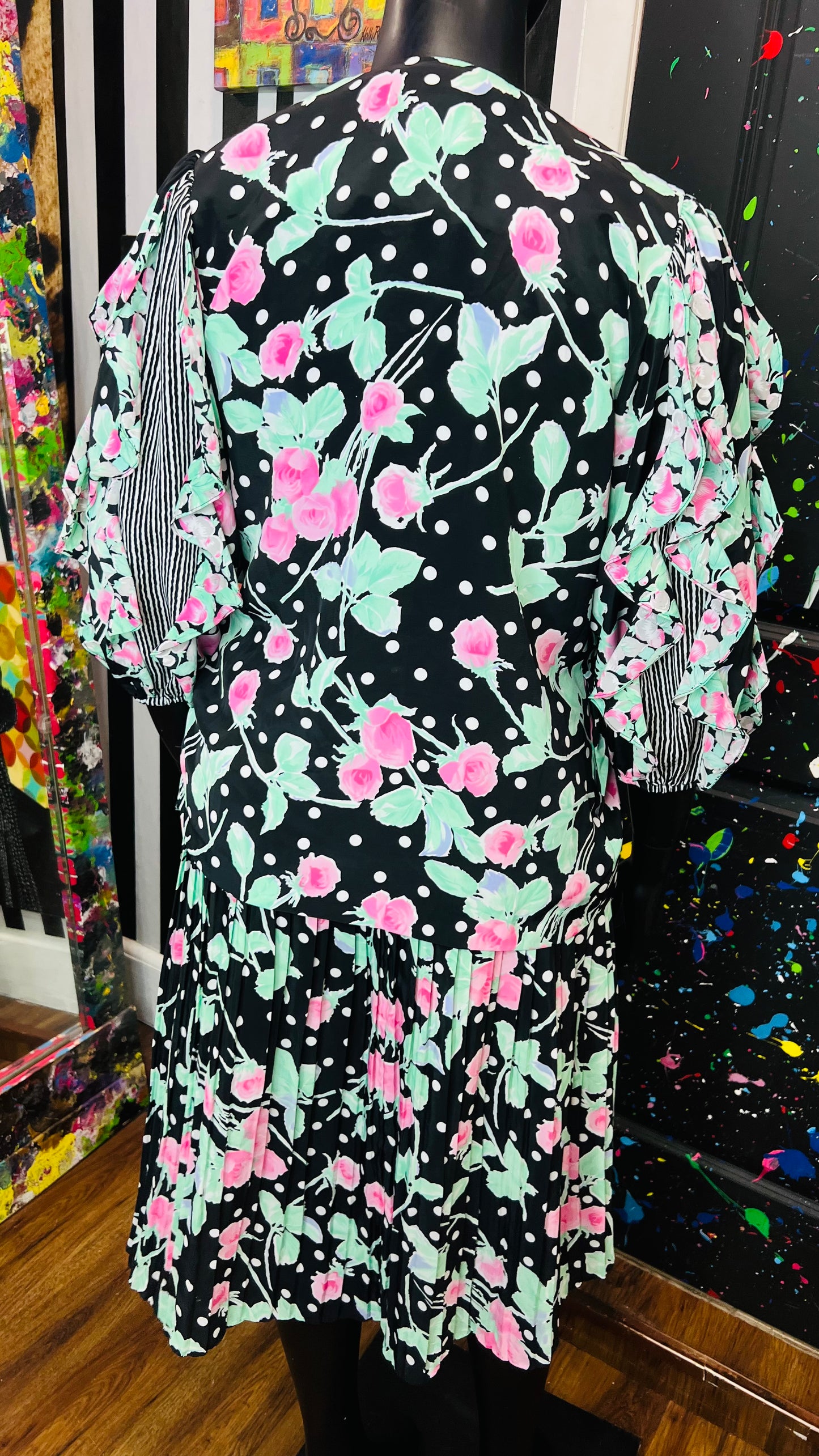 Vintage Polka Dot Blazer & Skirt Set (14)
