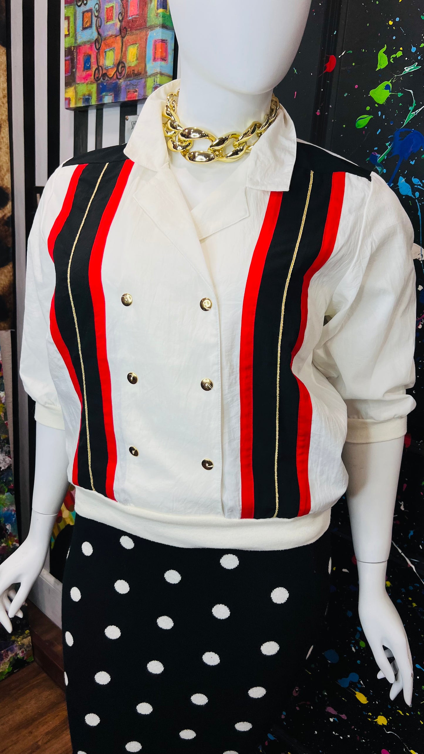 Vintage Red, Black Gold & Blouse (16)