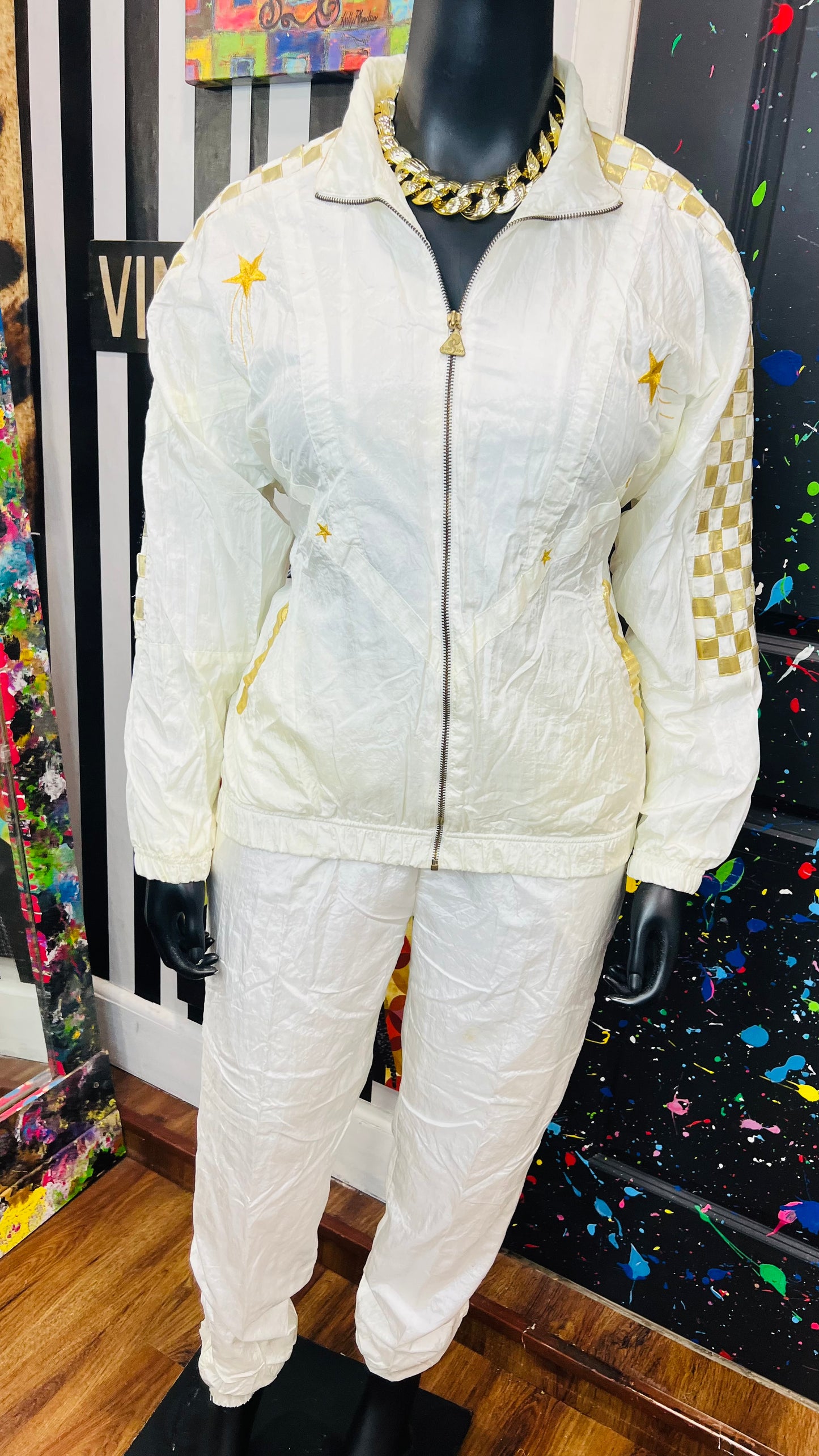 Vintage Windreaker Set - Cream w/Gold Stars (14)