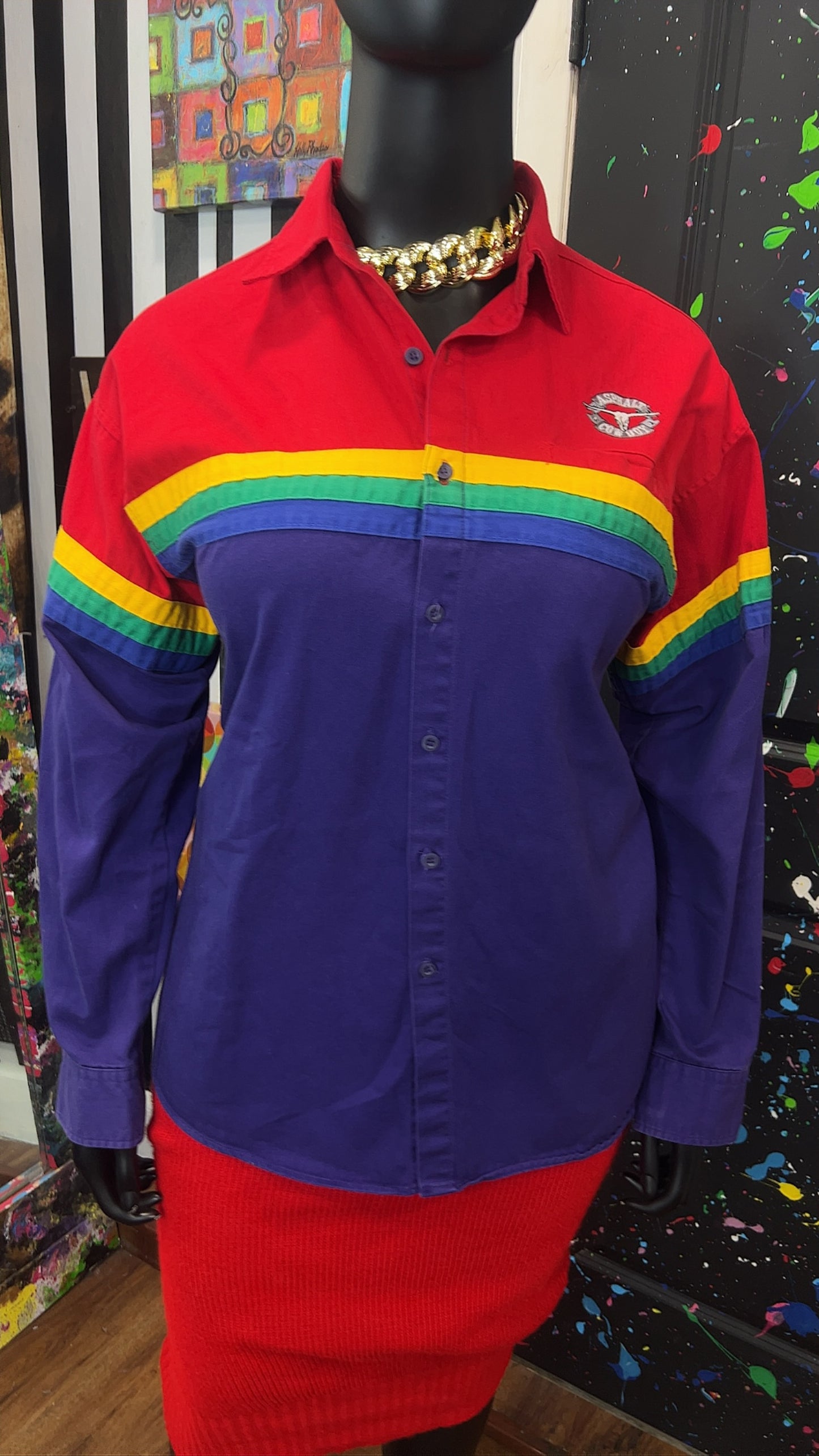 Vintage Rainbow Western Blouse (14)