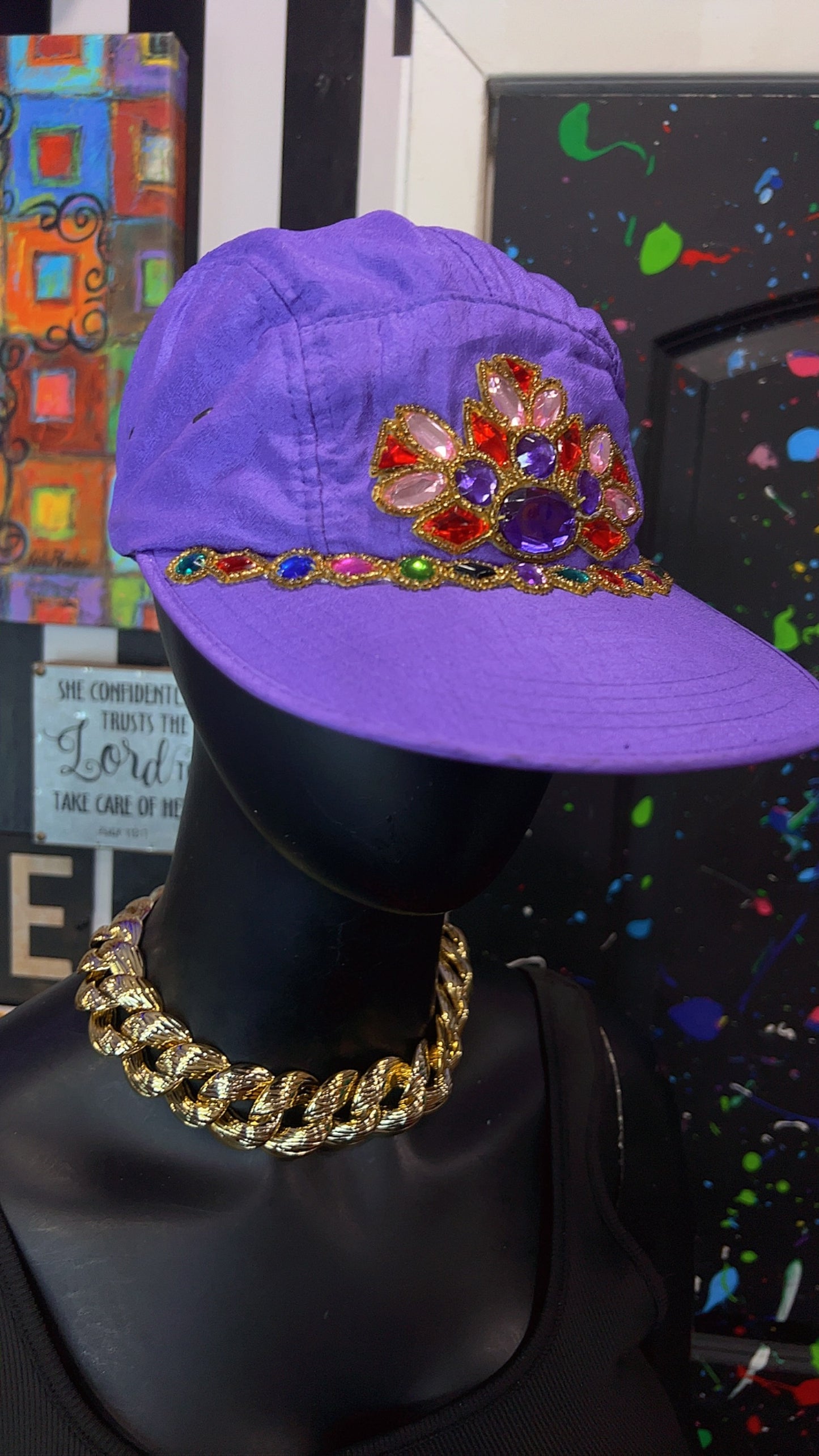 Vintage Purple Jeweled Ball Cap