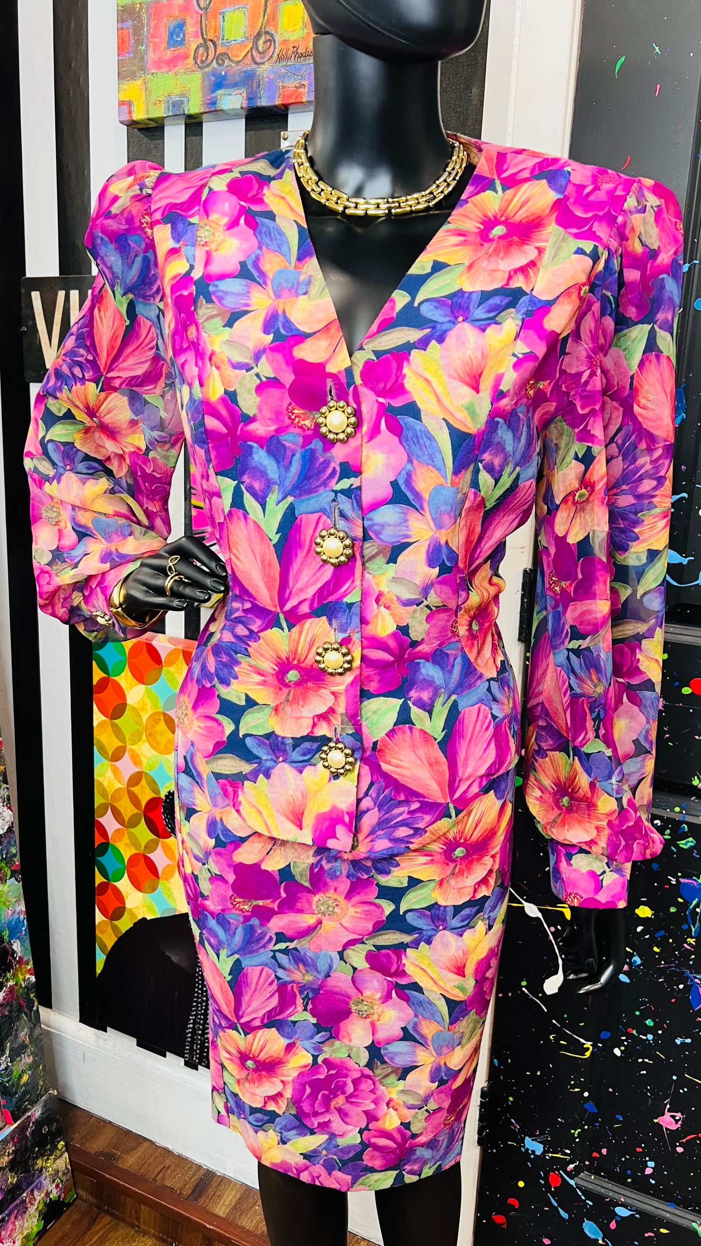 Vintage Sheer Arms Skirt Suit (14)