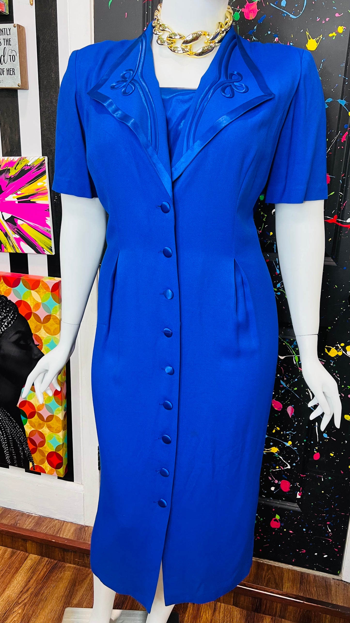 Vintage ‘Blues’ Statement Dress (20W)