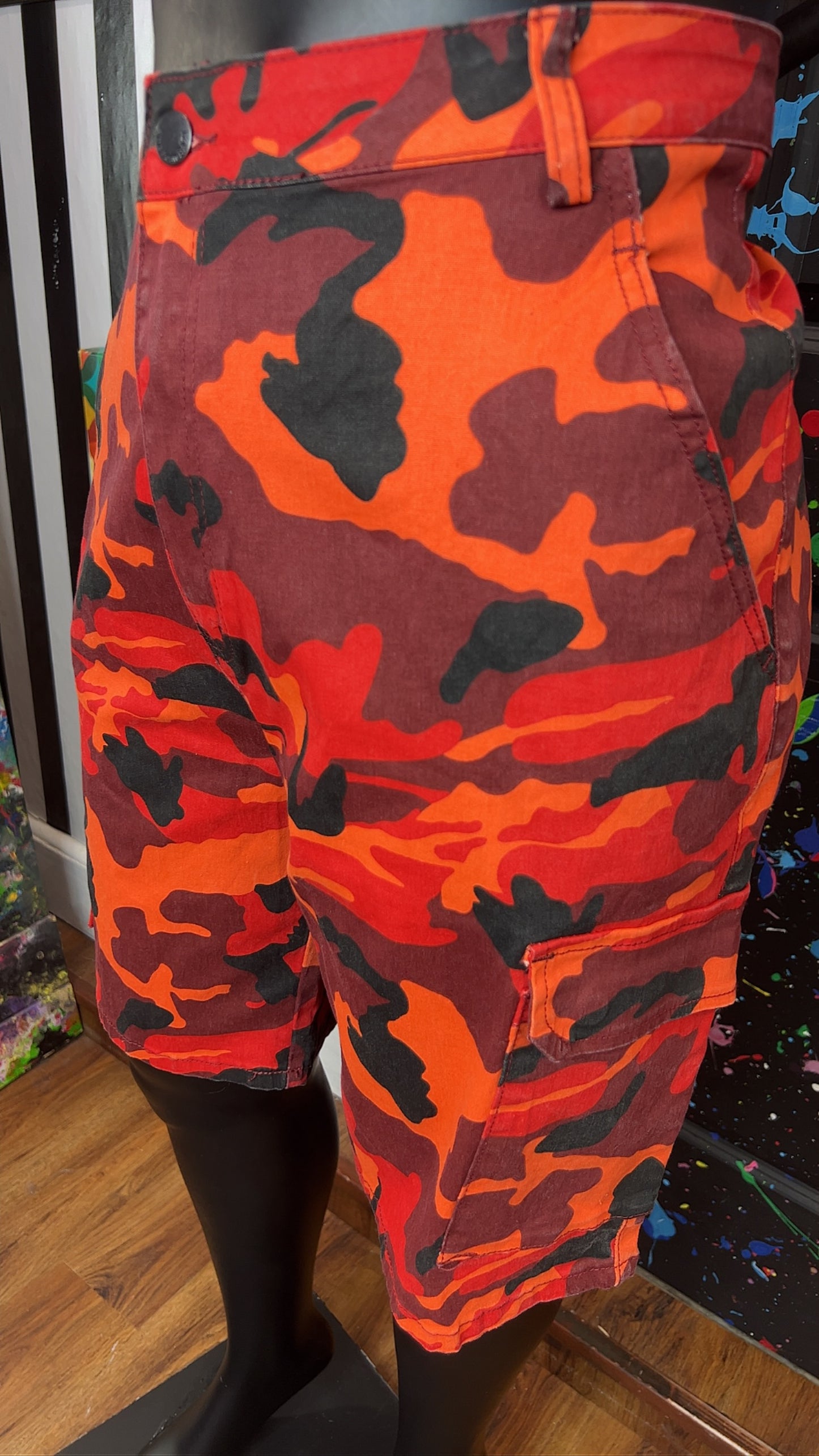 Orange & Red Camo Cargo Shorts - Has Stretch (18)