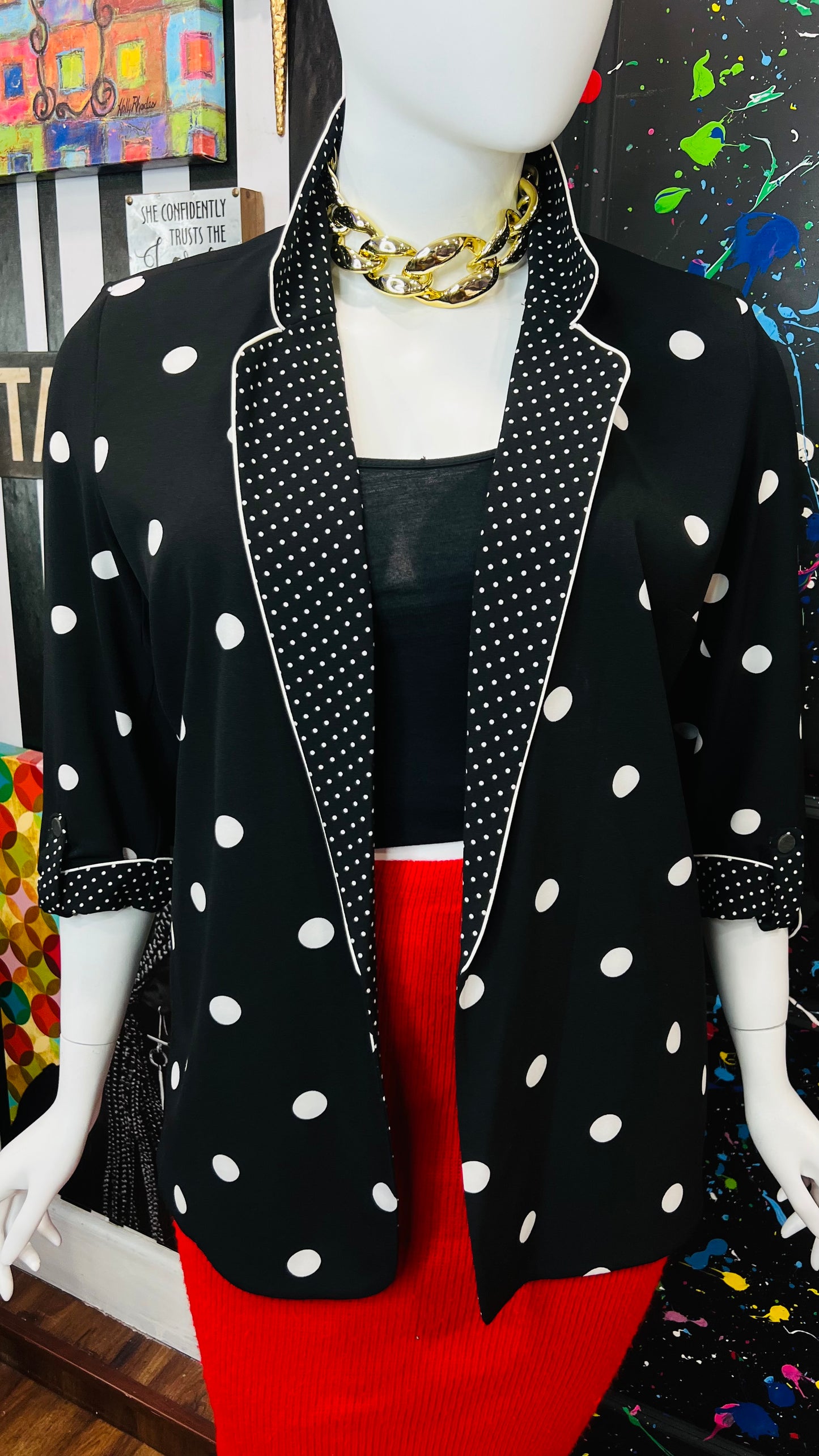 Vintage Black & White Polka Dot Blazer (18/20)