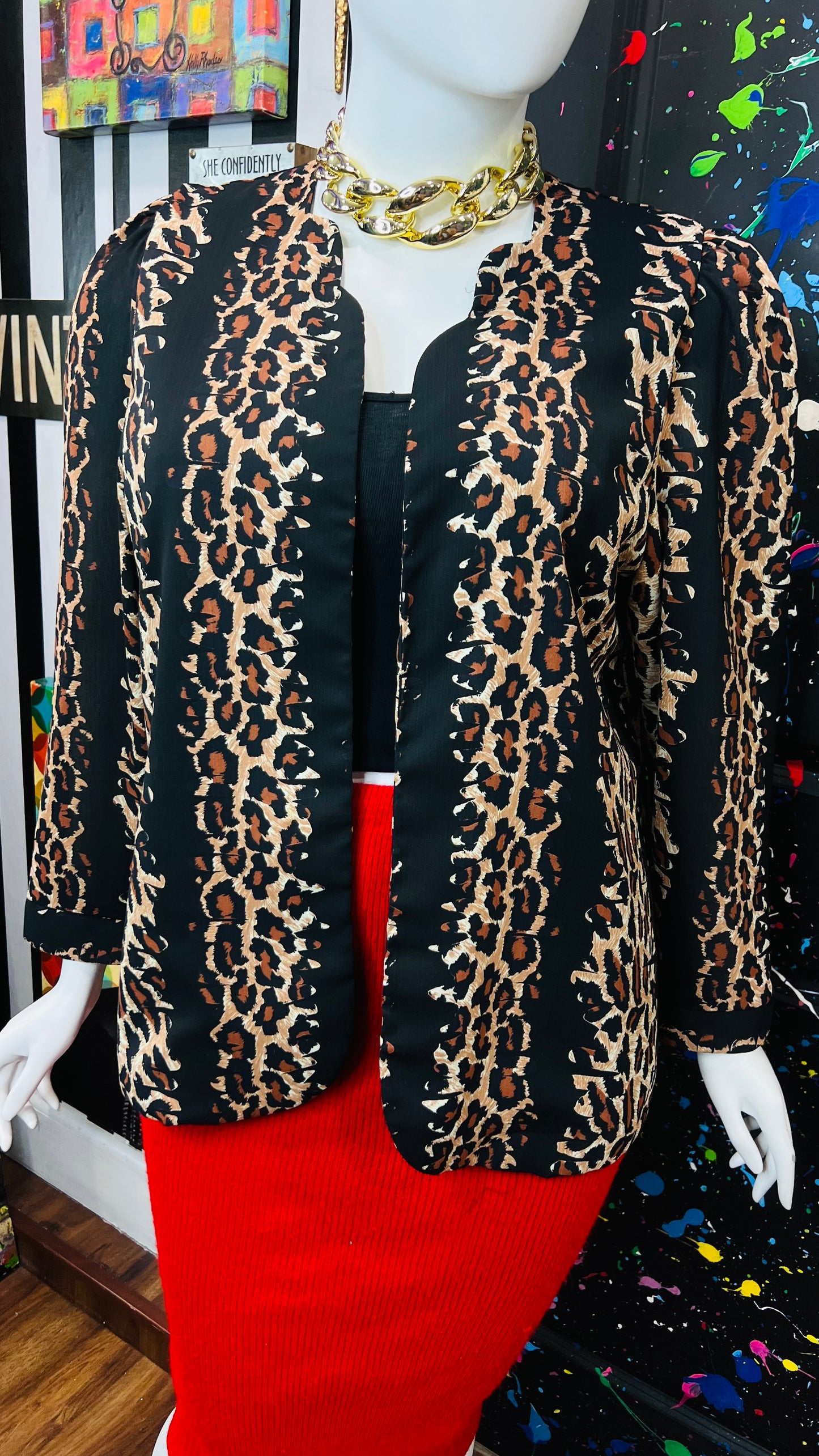 Vintage Animal Print Open Duster (18W)