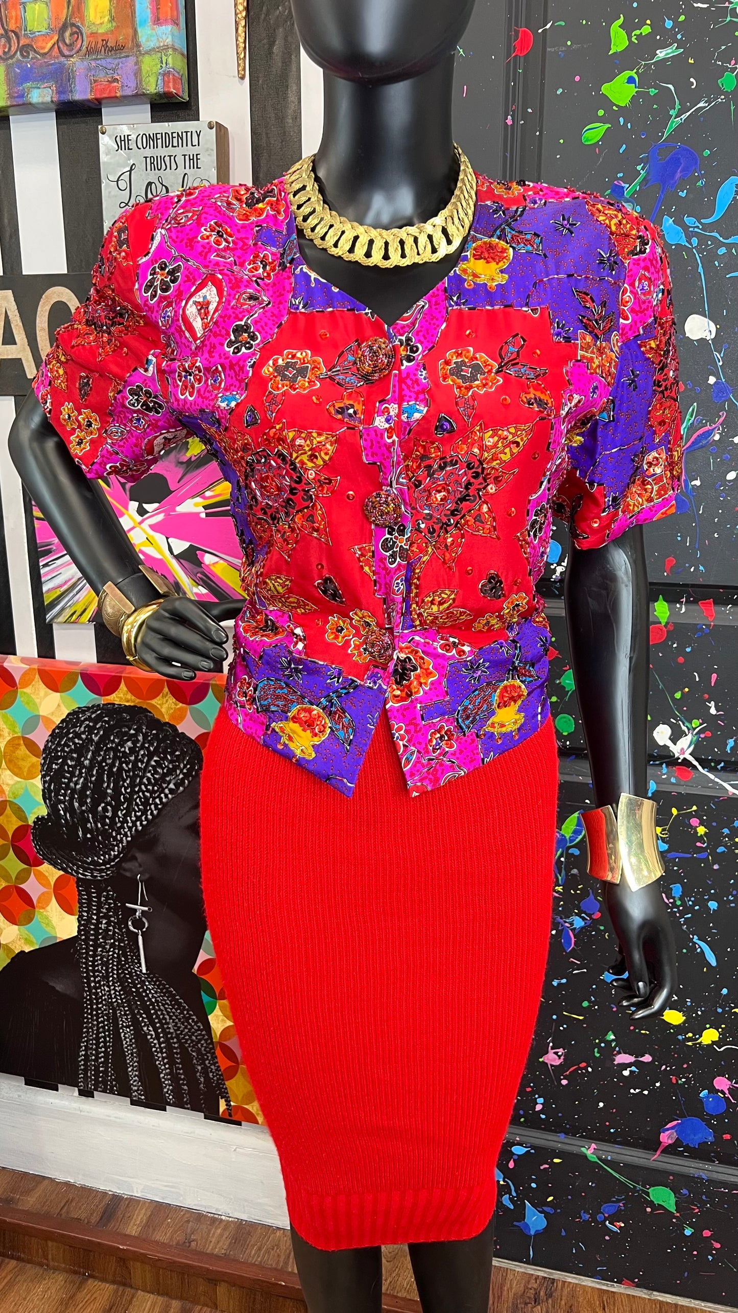 Vintage 100% Silk Sequin Blouse (12)