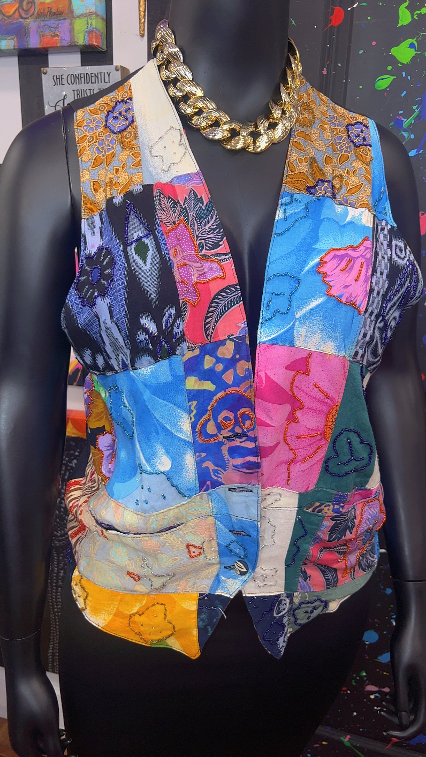 Vintage Reversible Rayon Vest (14)