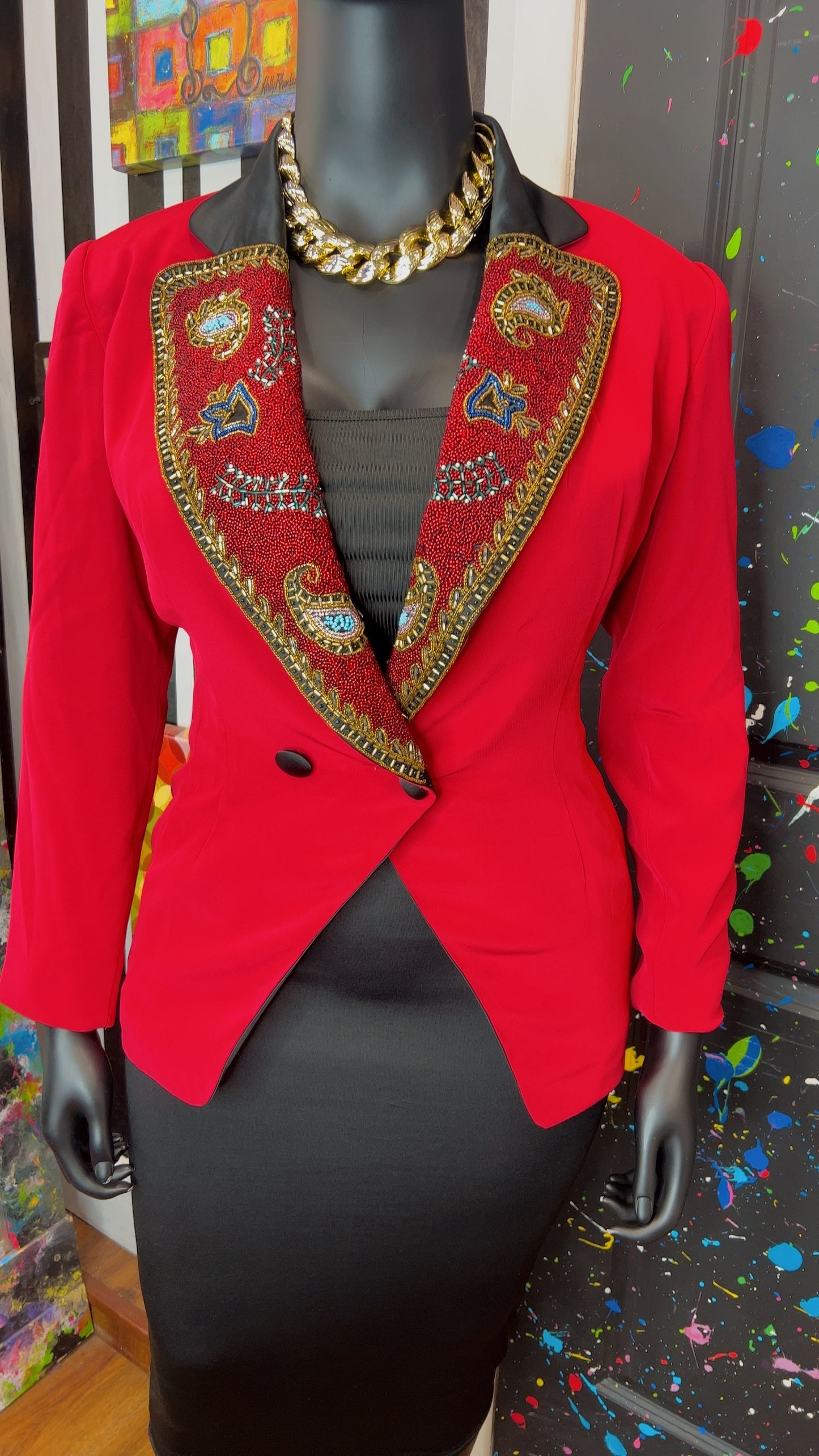 Vintage Fabrice Silhouette Sequin Blazer (12)