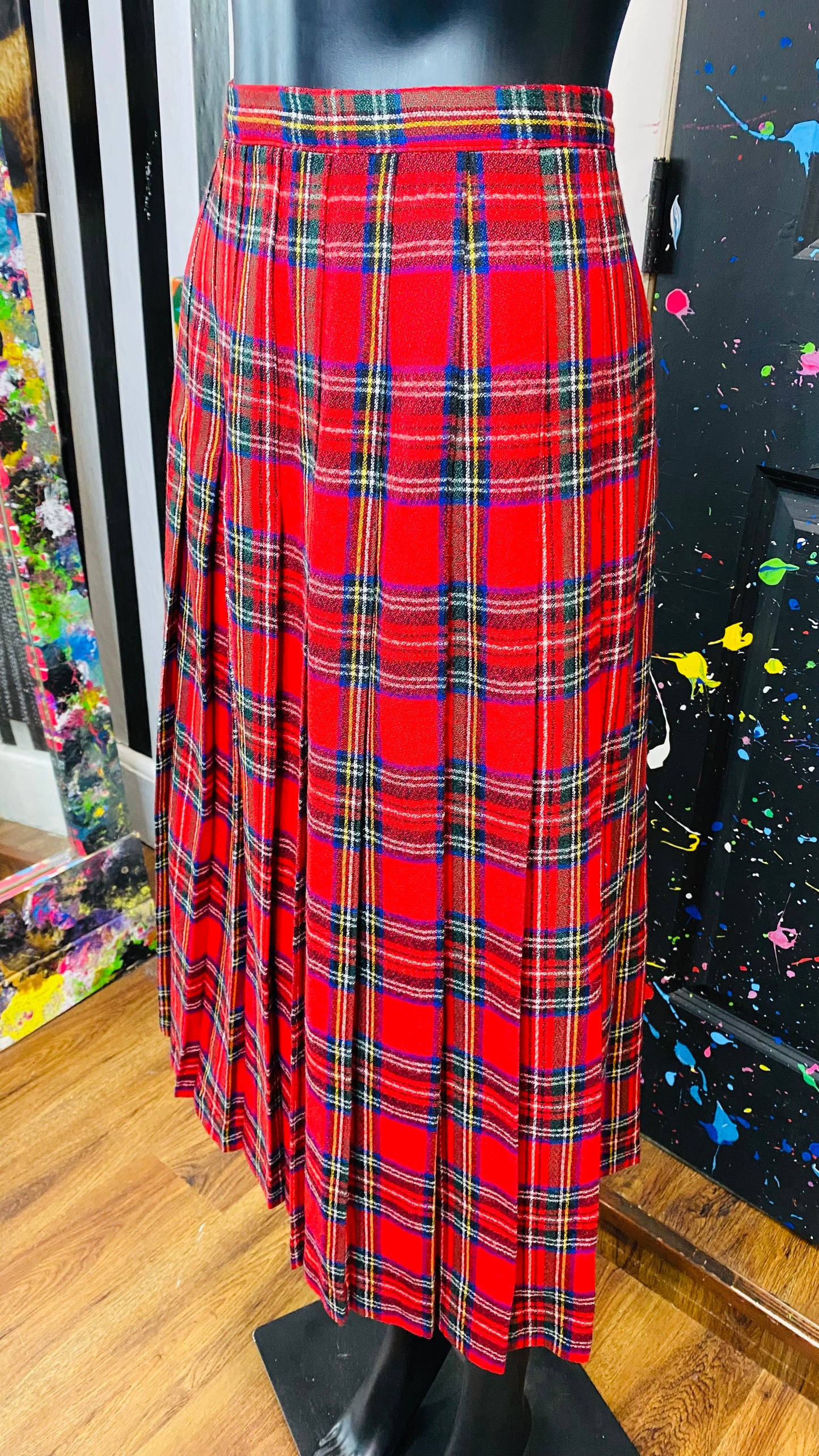 Vintage Pleated Plaid Skirt (12)