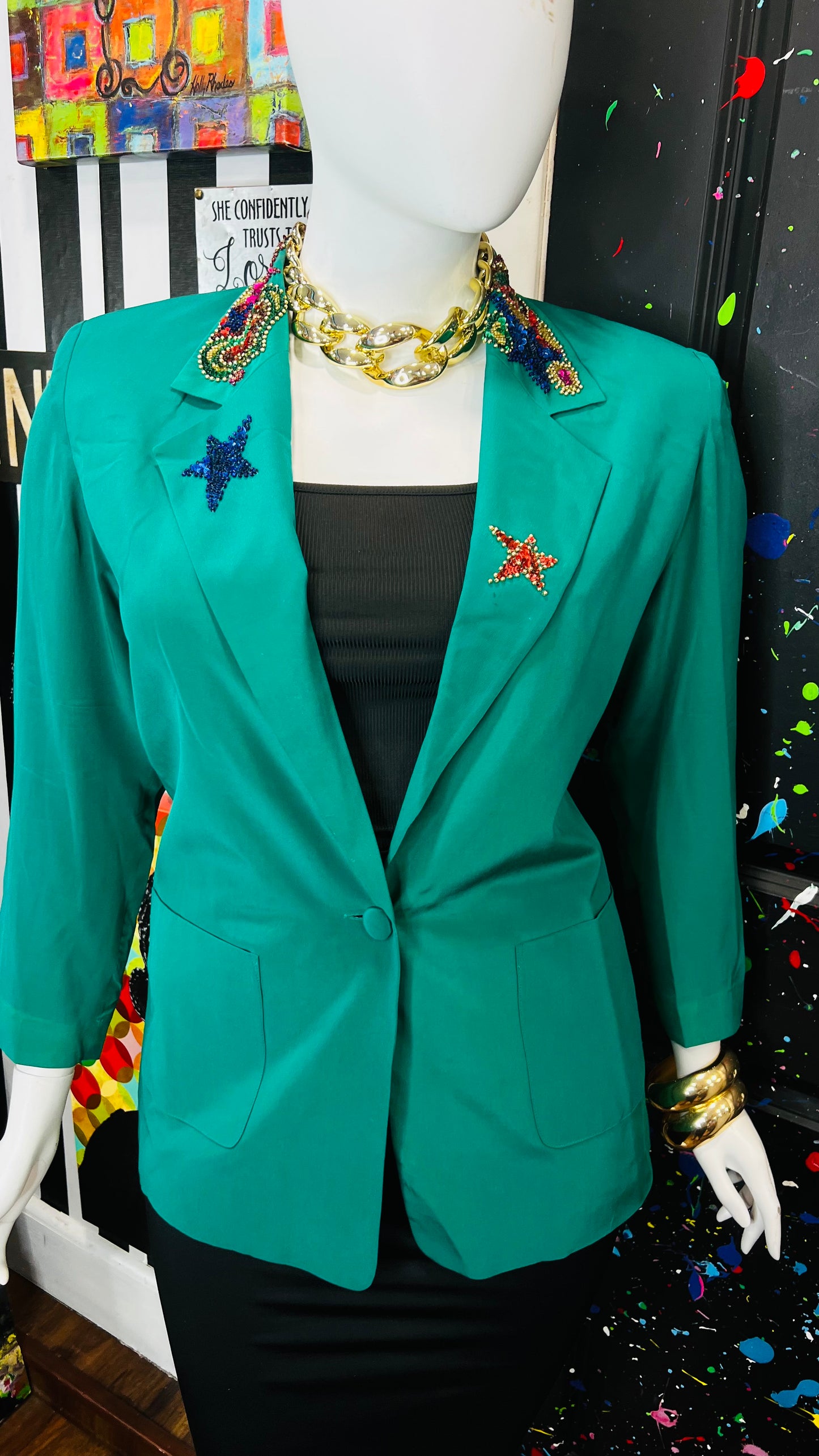 Vintage 100% Silk IB Diffusion Sequin Blazer (14)