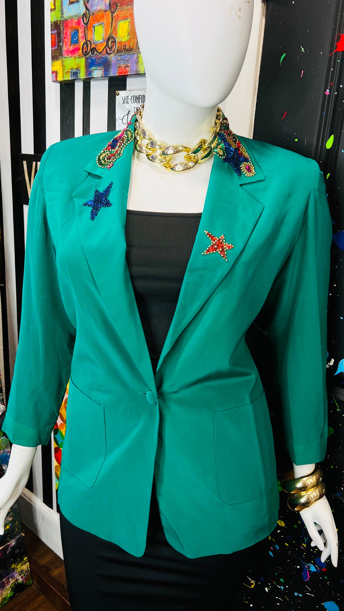 Vintage 100% Silk IB Diffusion Sequin Blazer (14)