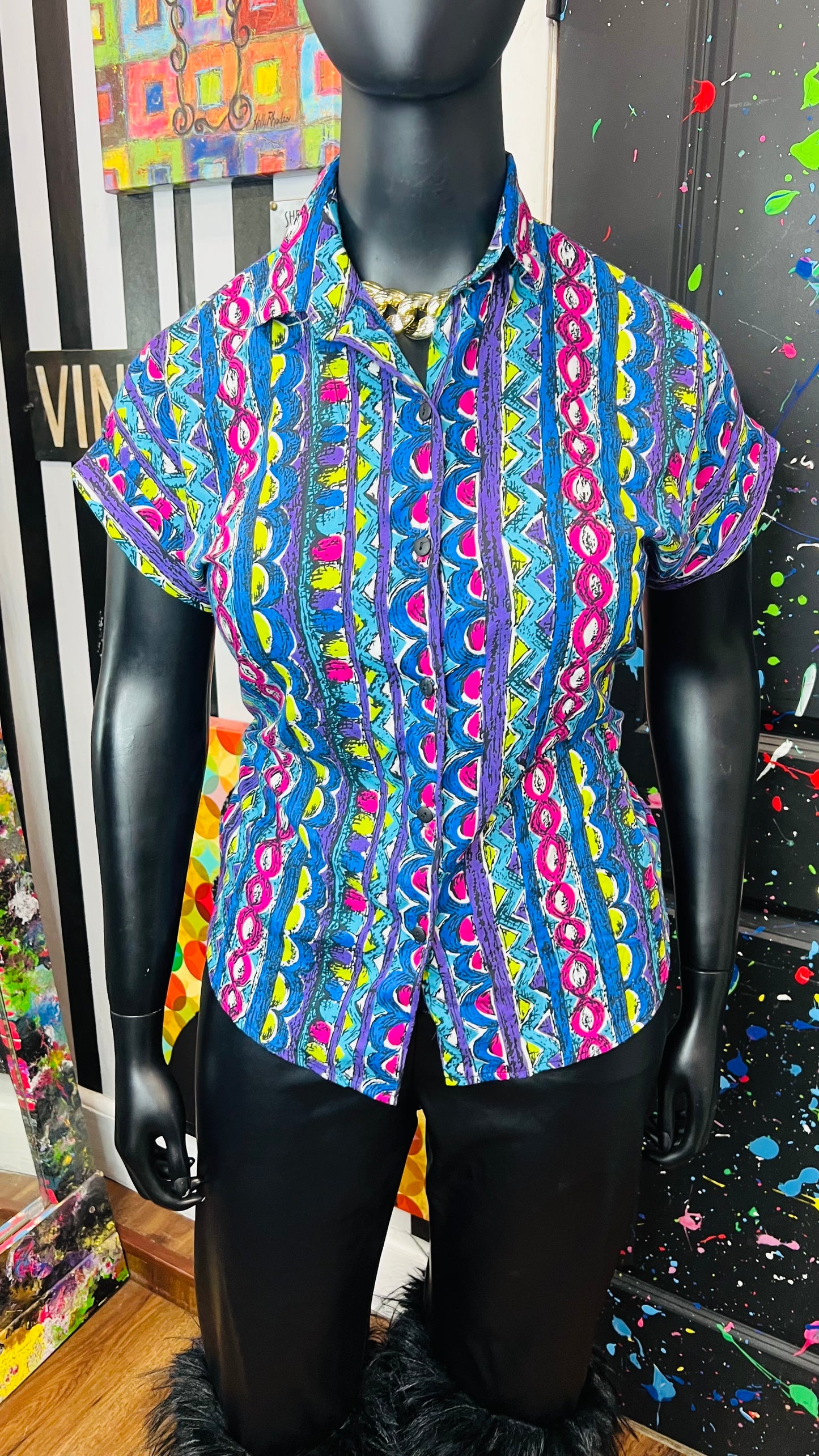 Vintage Abstract 80’s Blouse (16/18)
