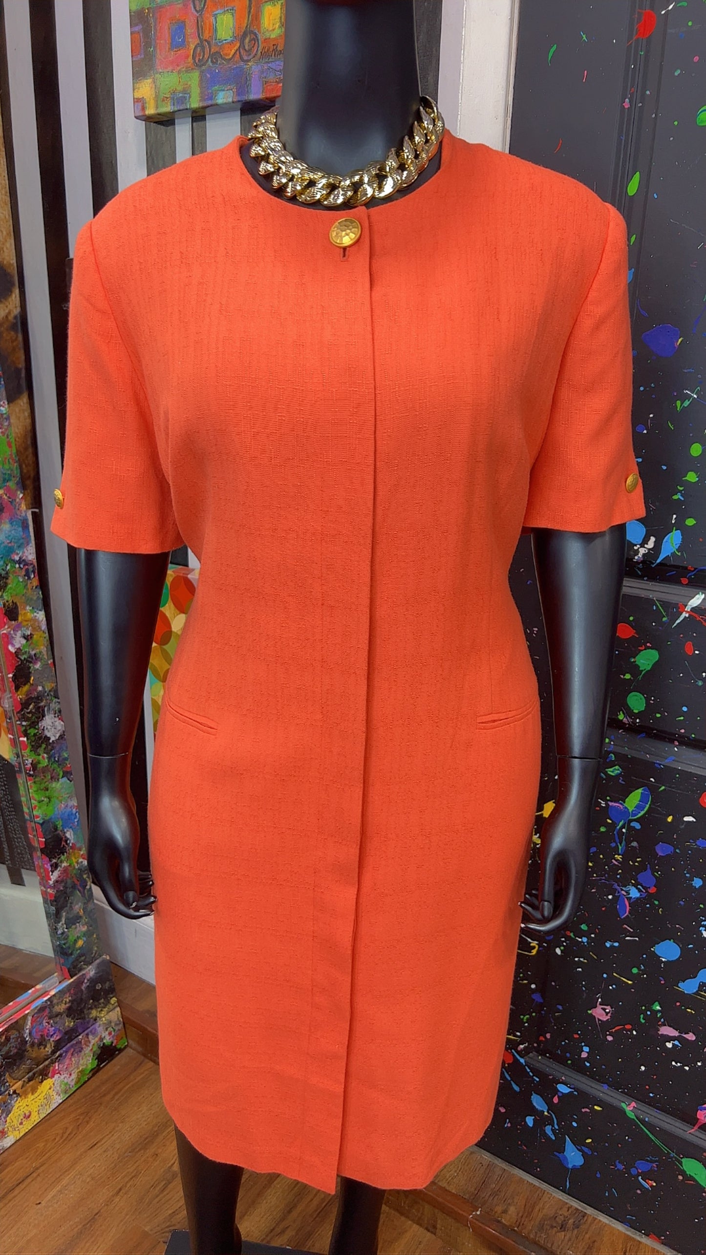 Vintage Peach & Gold Secretary Dress (22/24)