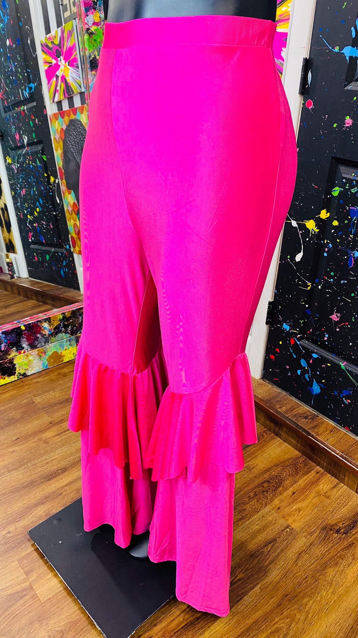 New w/ Tags Fuchsia Ruffle Bell Bottoms (22/24)
