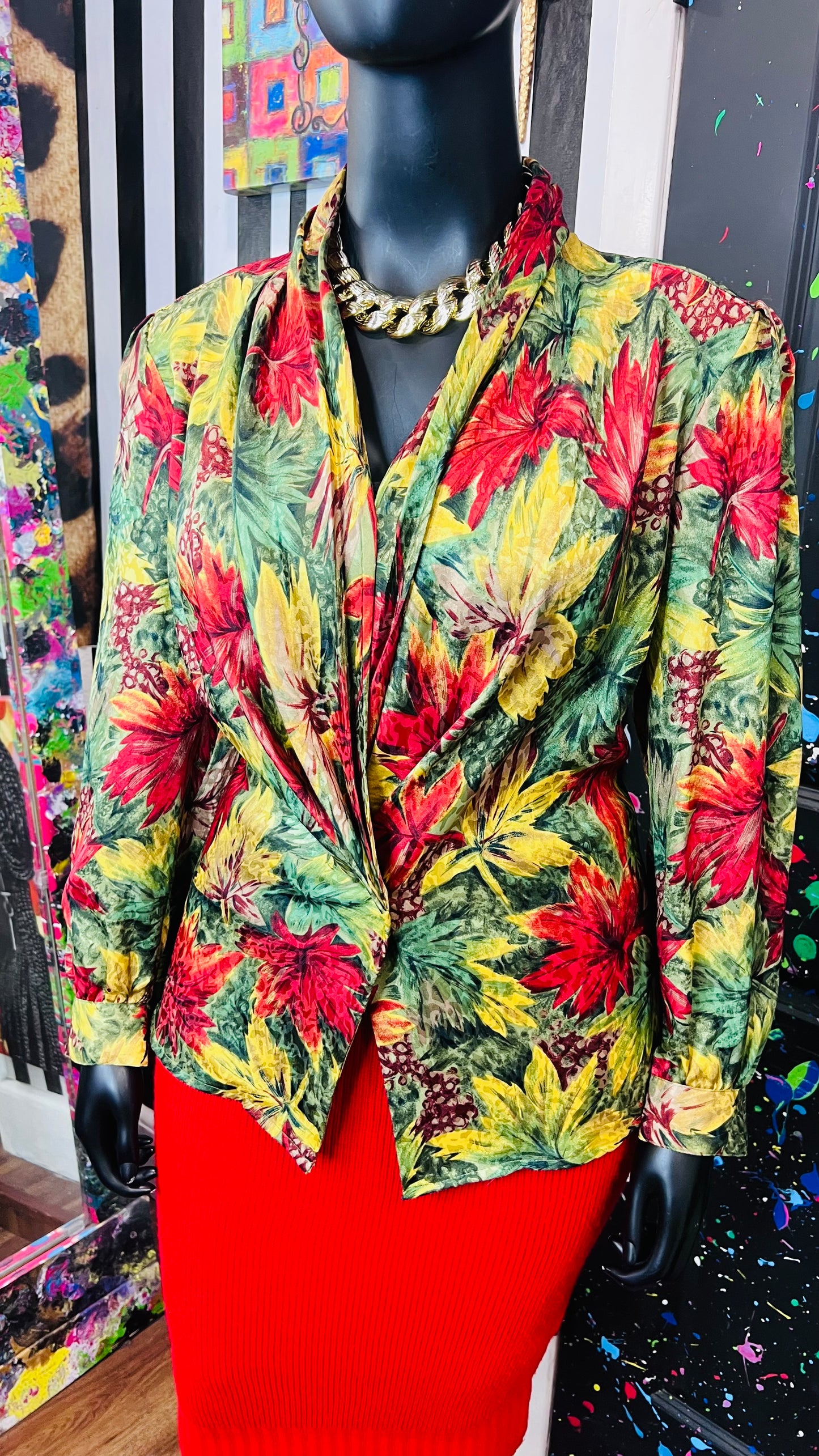 Vintage Floral Two Button Blazer (18W)