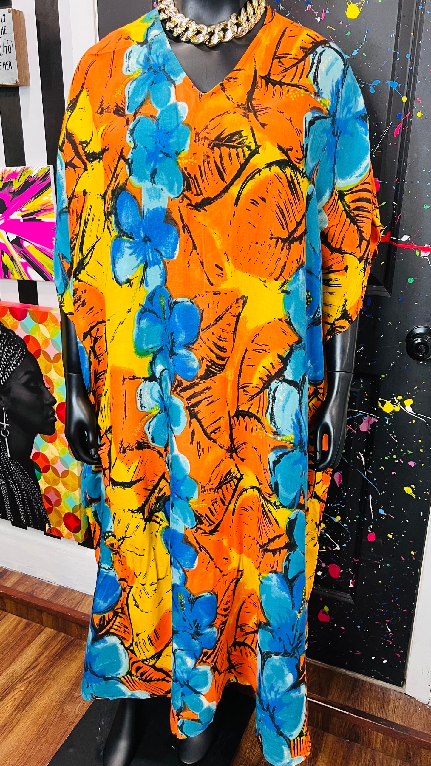 Vintage 100% Rayon Kaftan (OS)