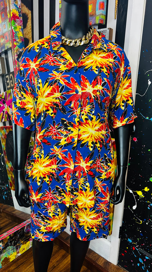 Vintage CM Shapes Blue Floral Shorts Set (24)