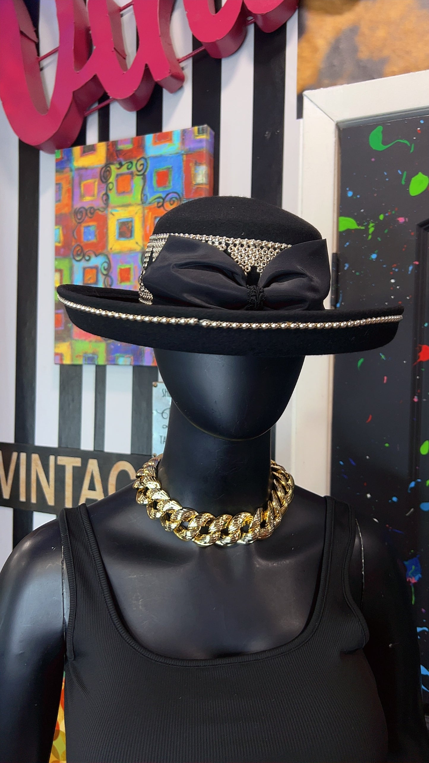 Vintage Silver & Black Hat