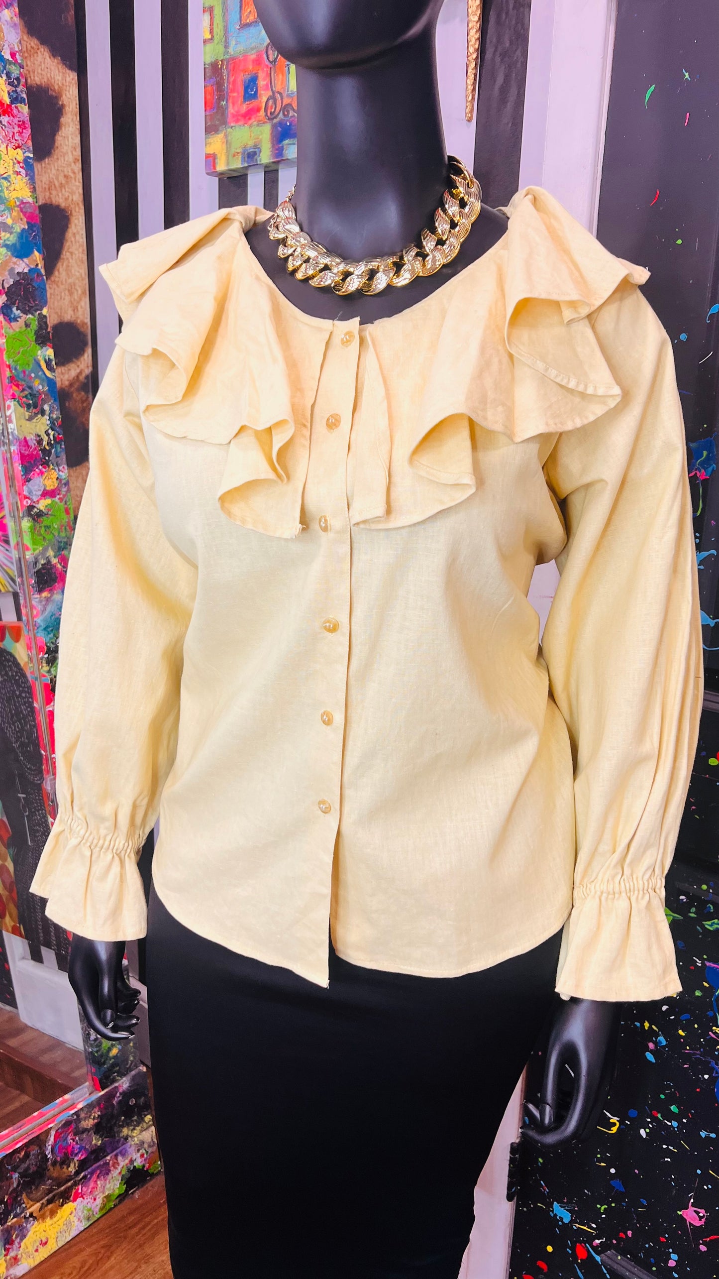 Vintage Pastel Yellow Blouse (22)