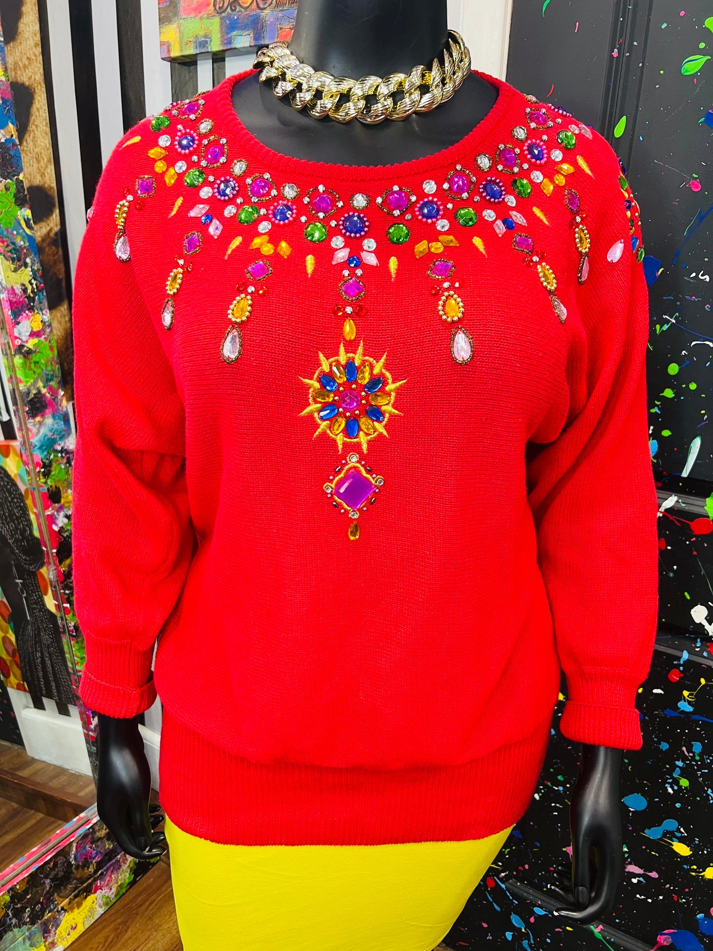 Vintage Red Jewel Sweater (22)