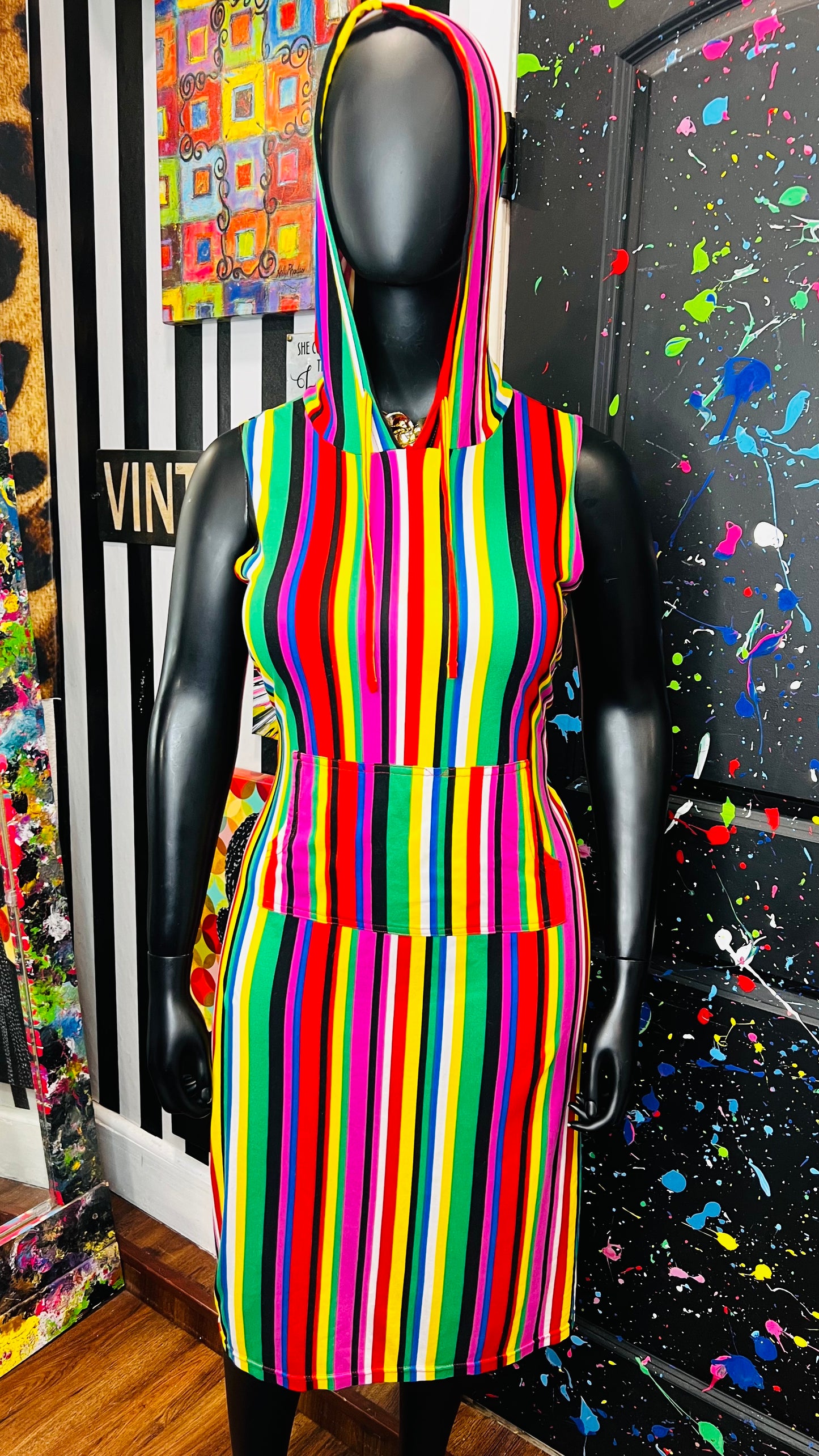 Striped Cotton Hooded Dress (16/18)