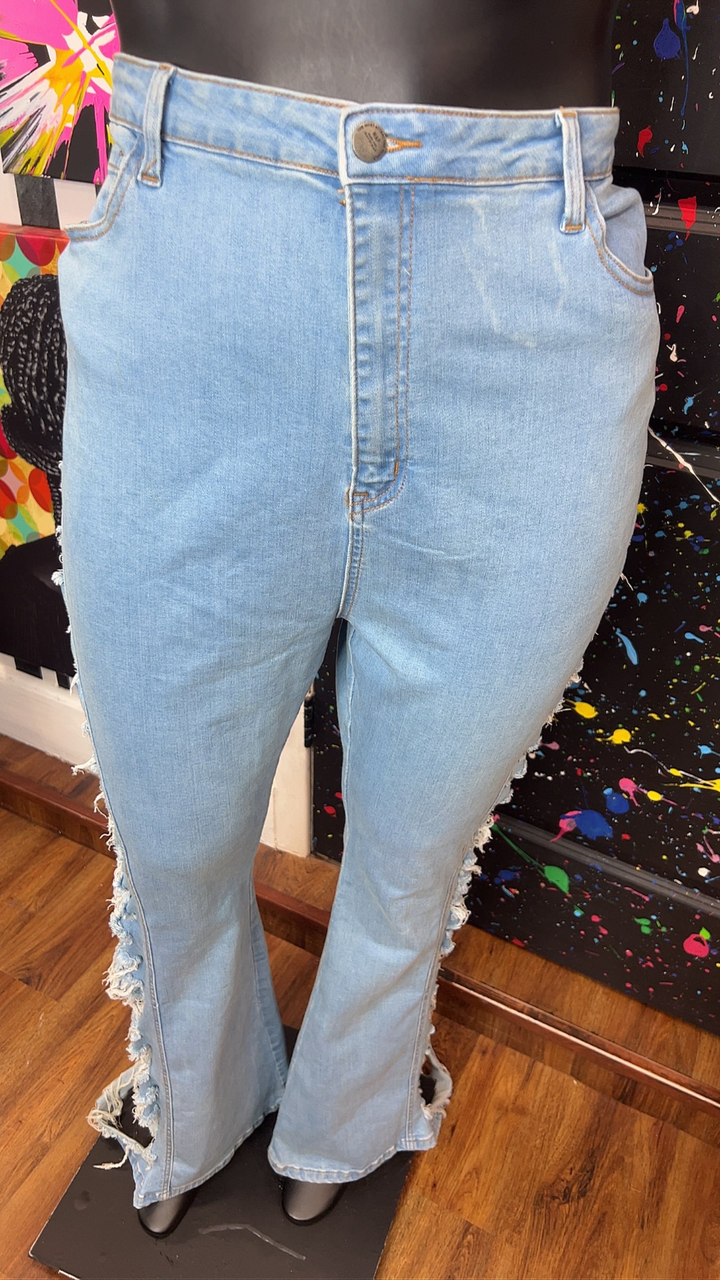 Distressed Jeans w/ Flare Legs (20)