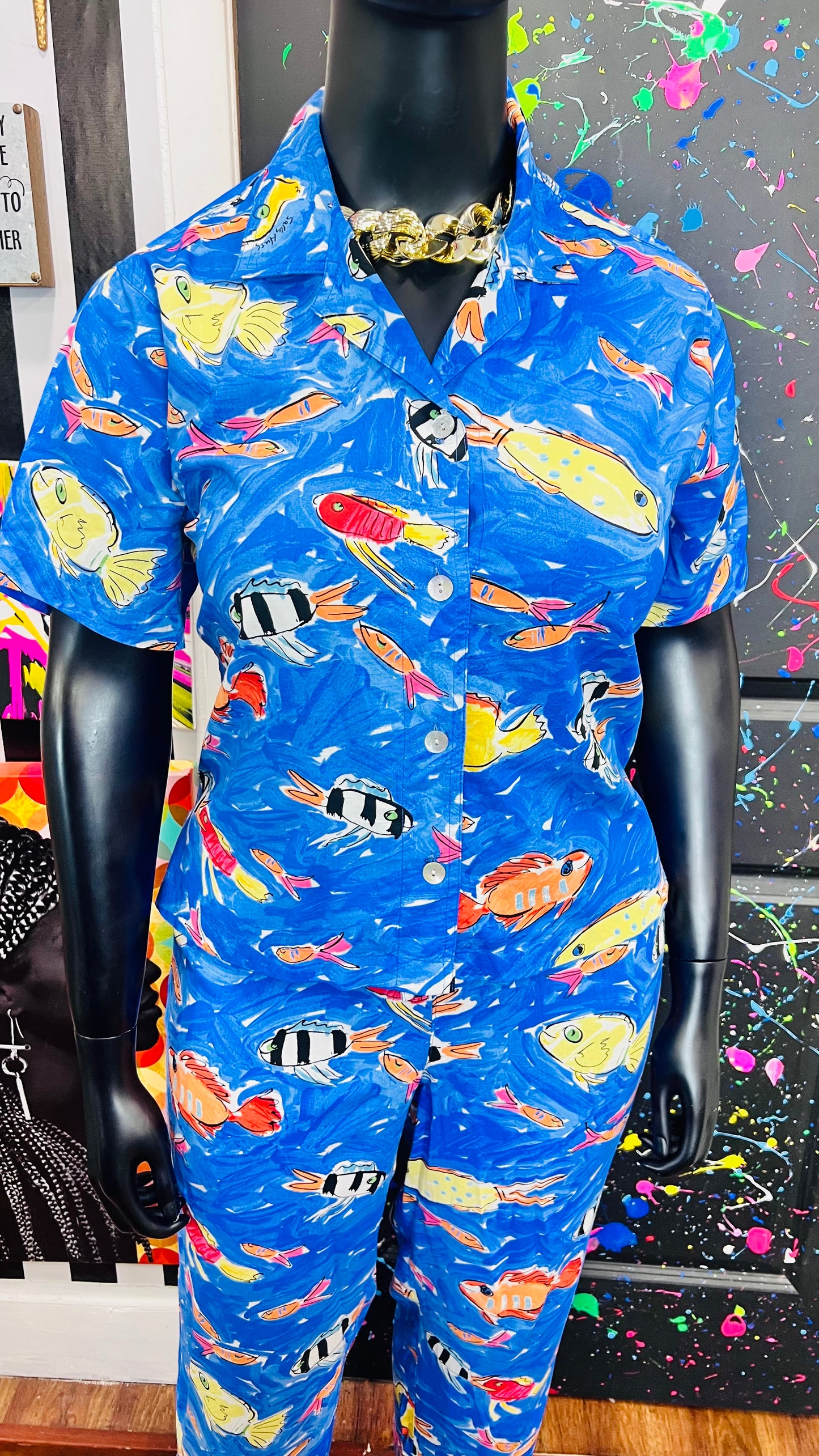 Vintage Rayon Fish Capri Set (14)