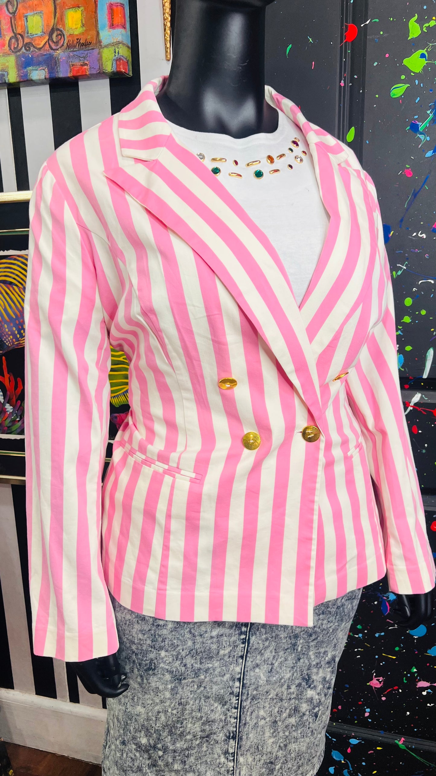 Pink & White Business Blazer Fully Lined & Structured (22)