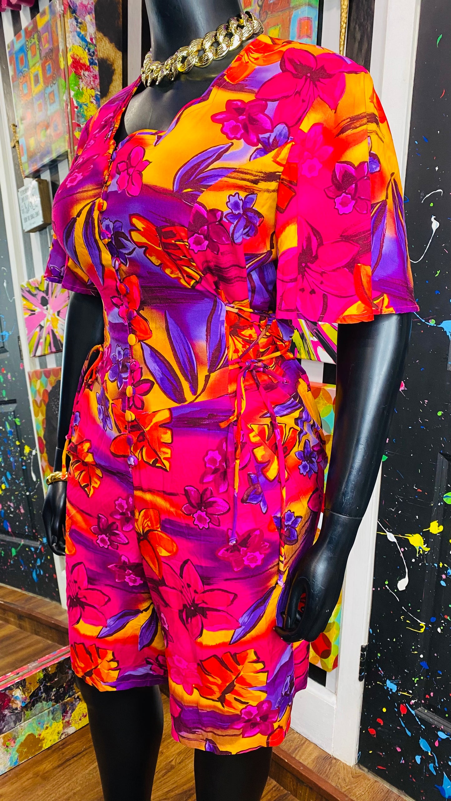 Vintage Rayon Floral Romper (18)