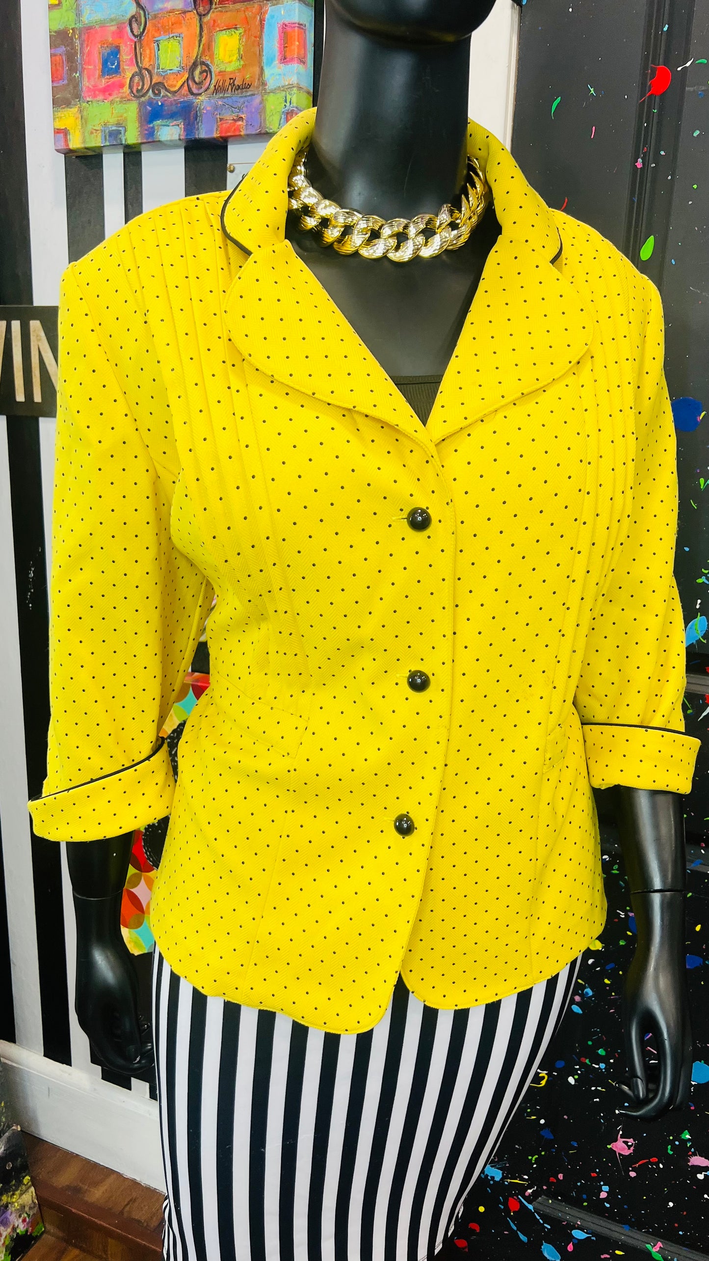 Vintage Yellow and Black Blazer (26W)