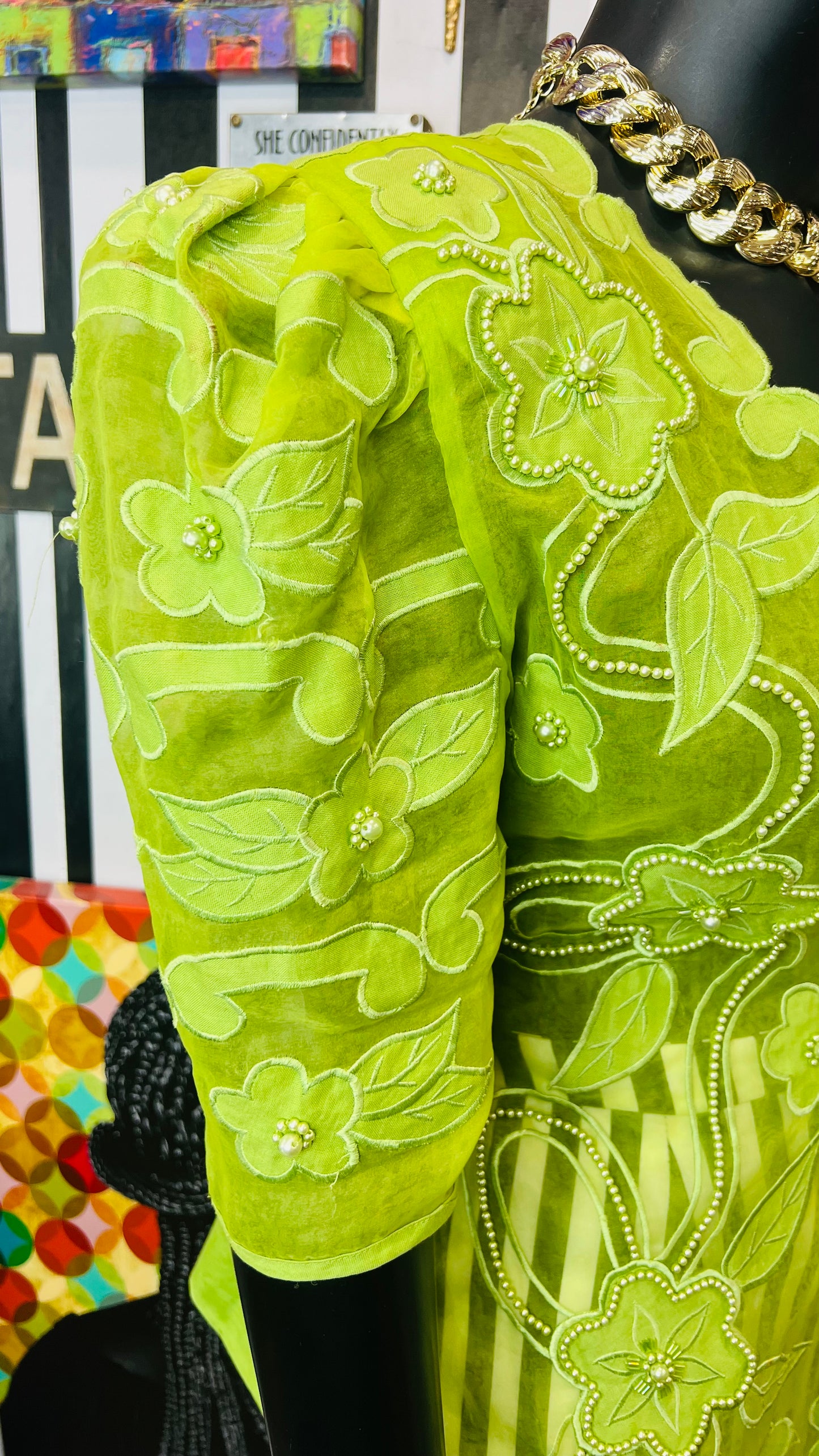 Vintage Green Beaded Blazer (14)