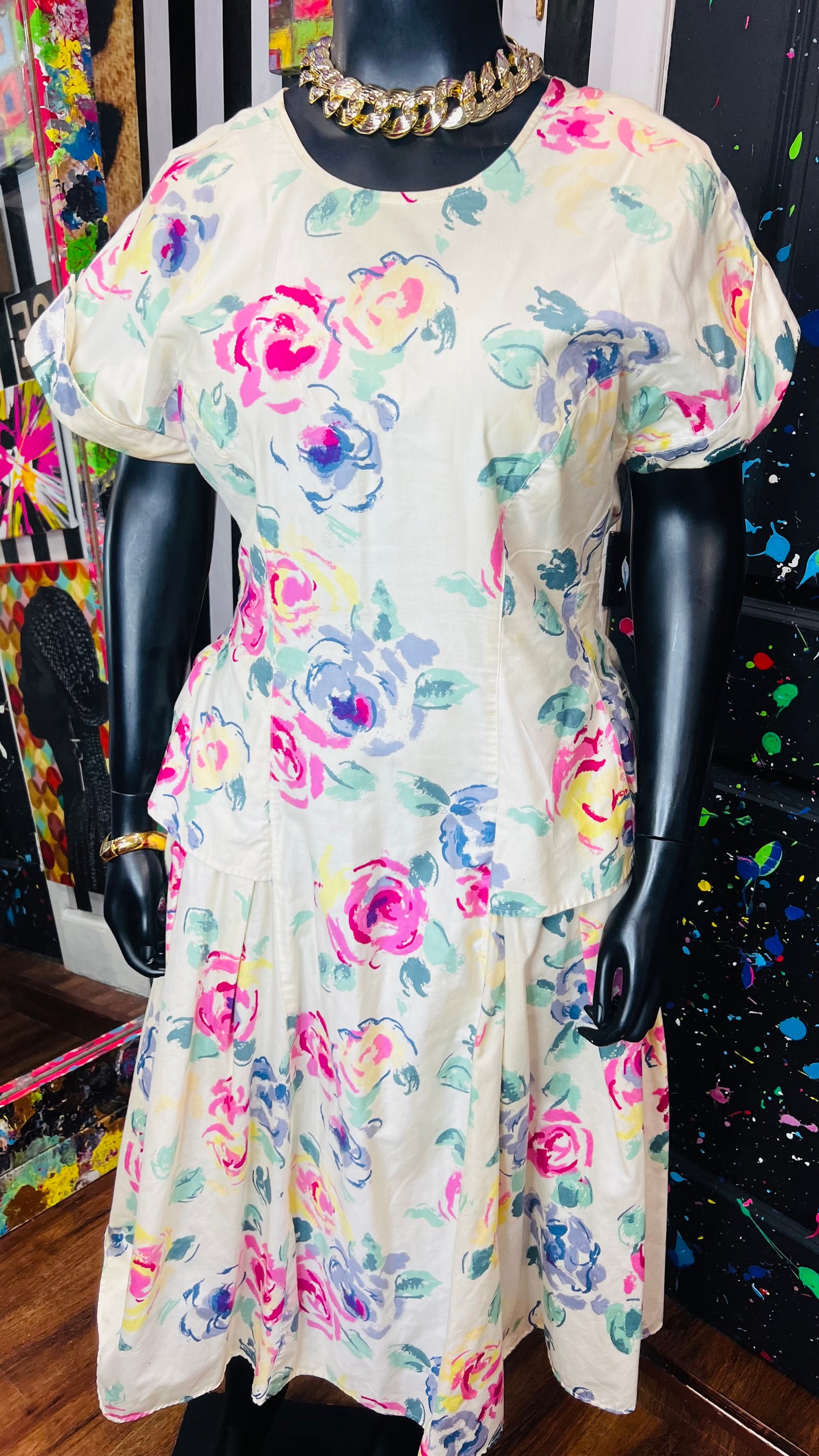 Vintage Floral Print Dress (18W)