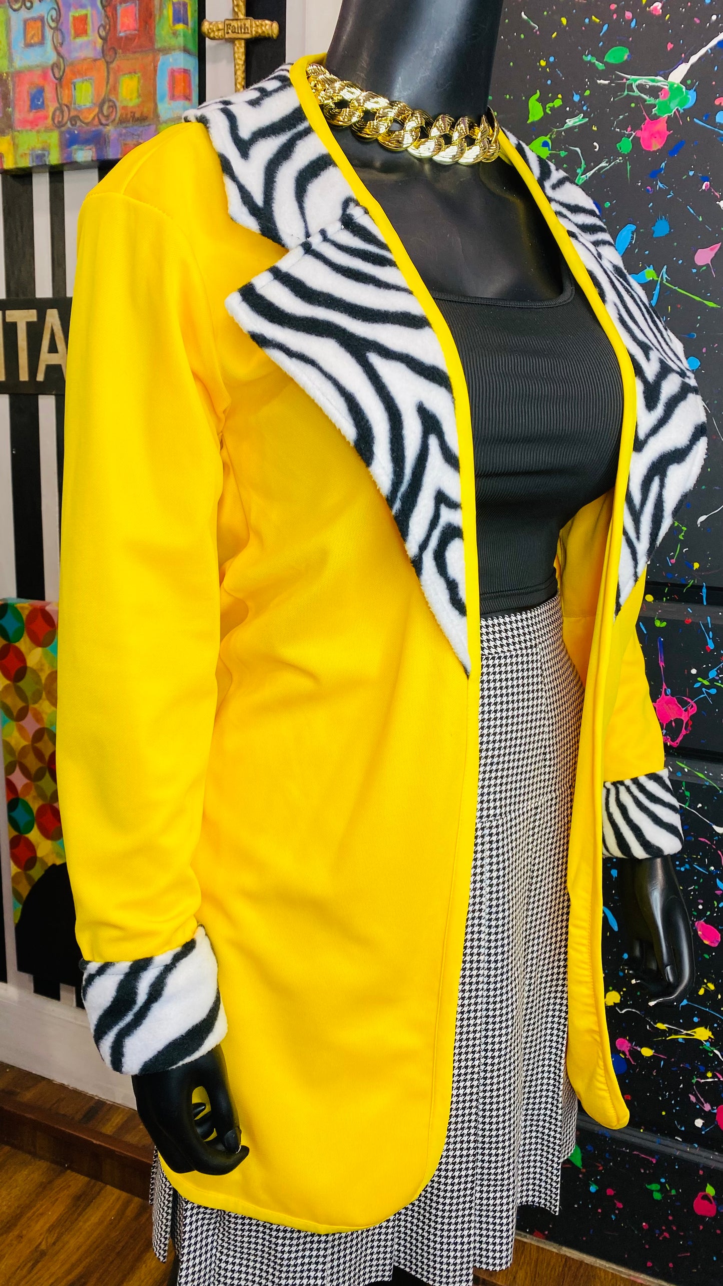 Yellow & Zebra Duster/Open Blazer (14)
