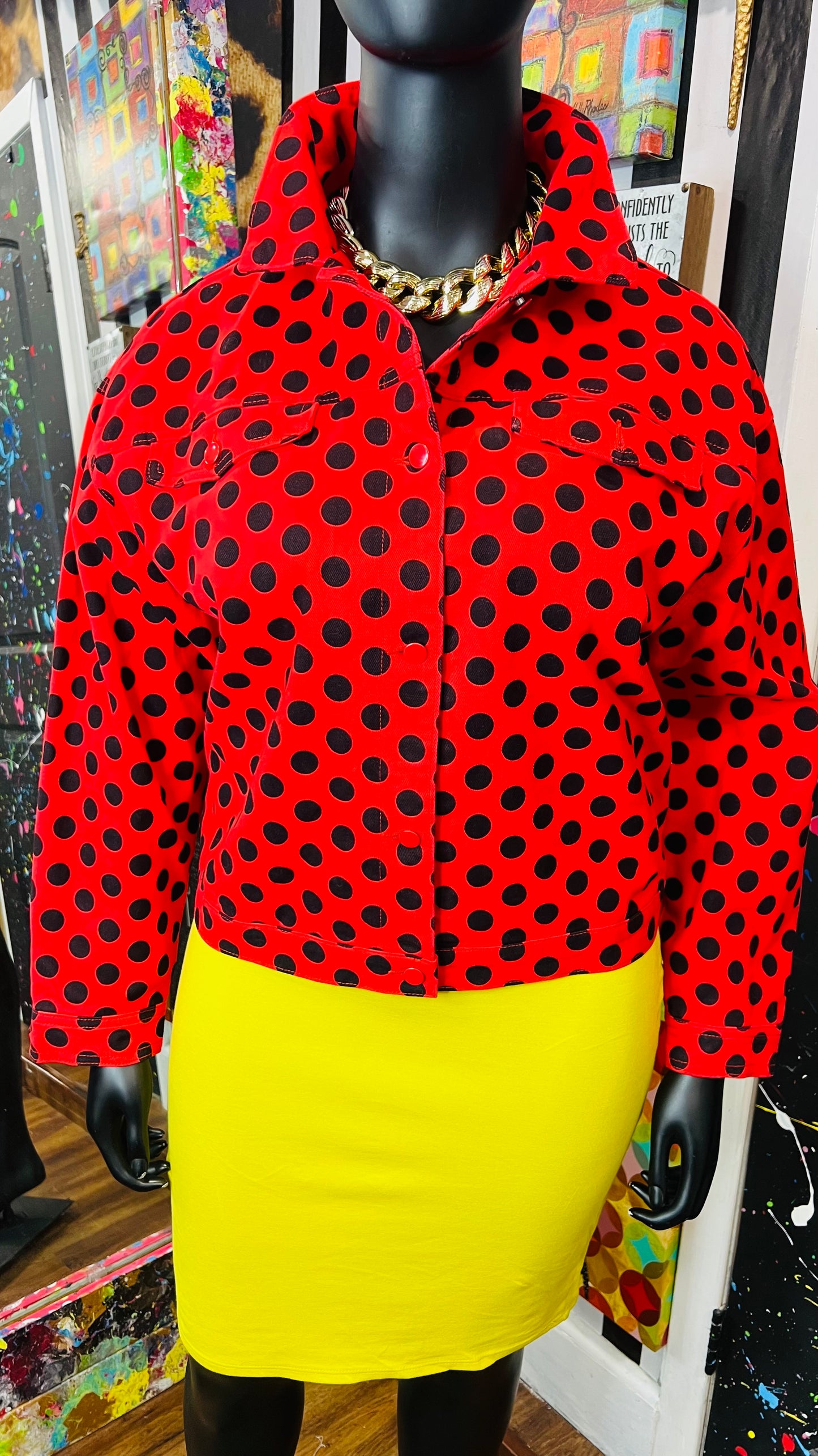 Minnie Mouse Denim Red & Black Polka Dot Jacket - New w/Tags (22)
