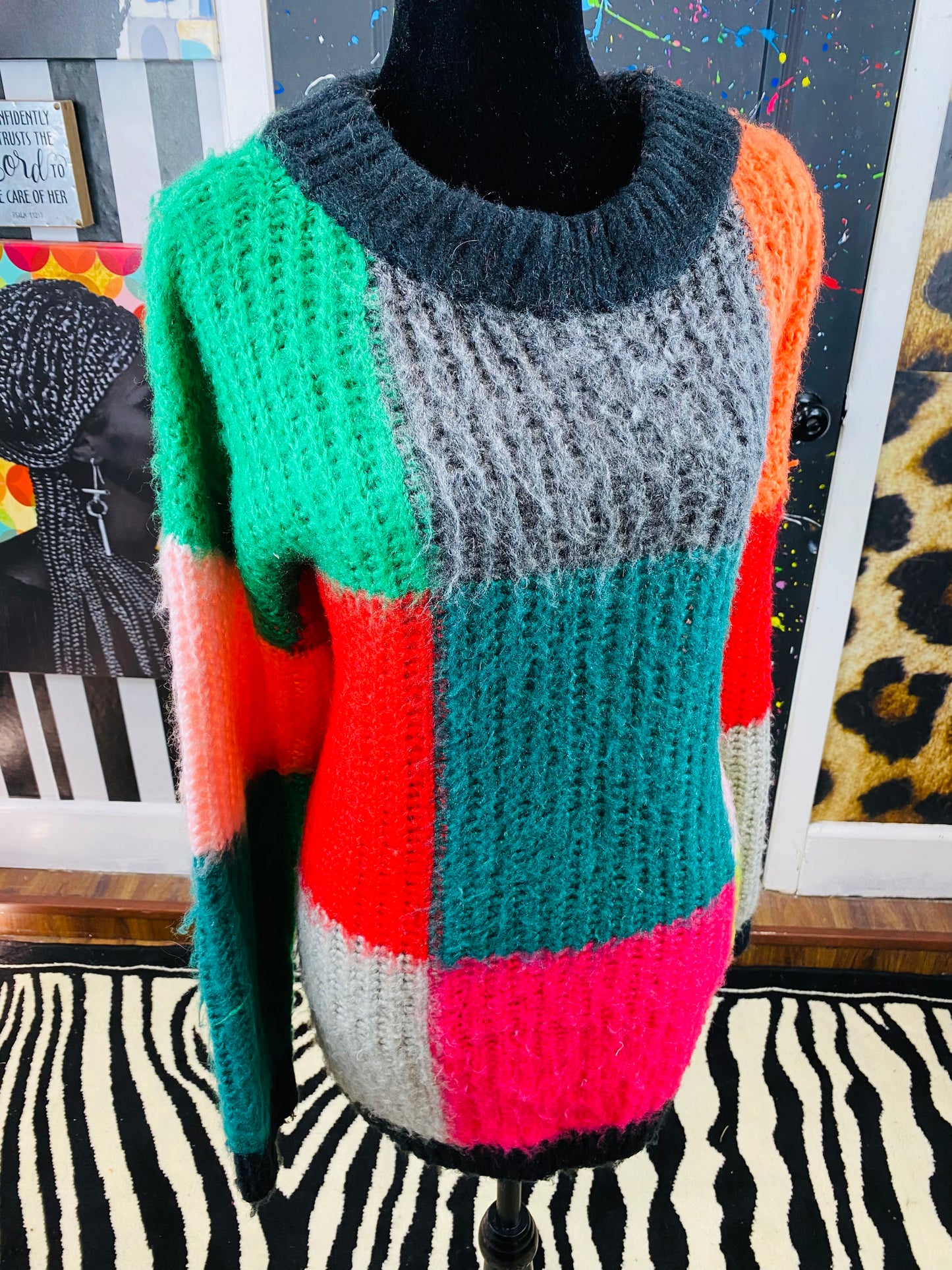 Vintage Knitted Colorblock Sweater