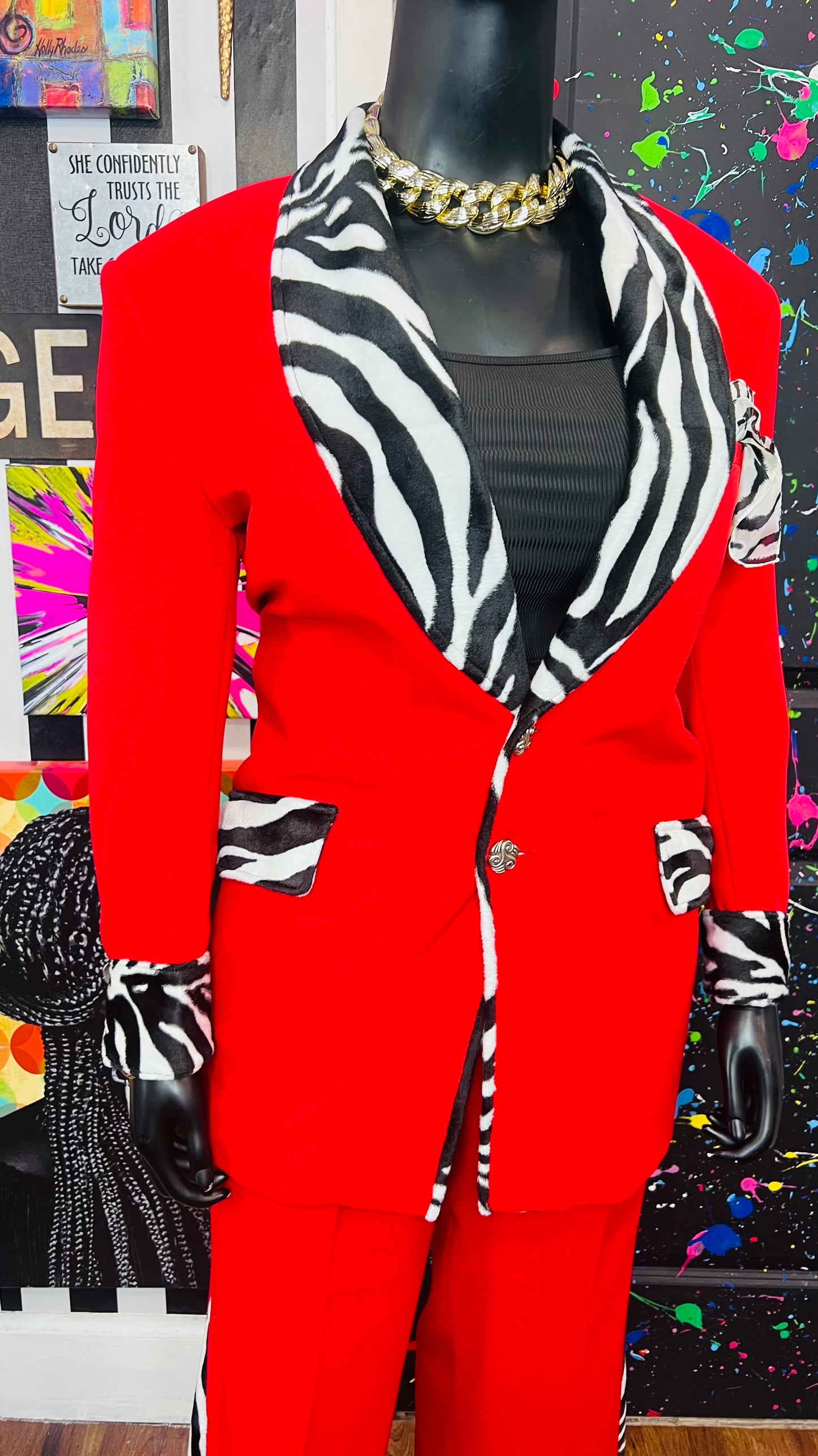 Red & Zebra Pants Suit (16)