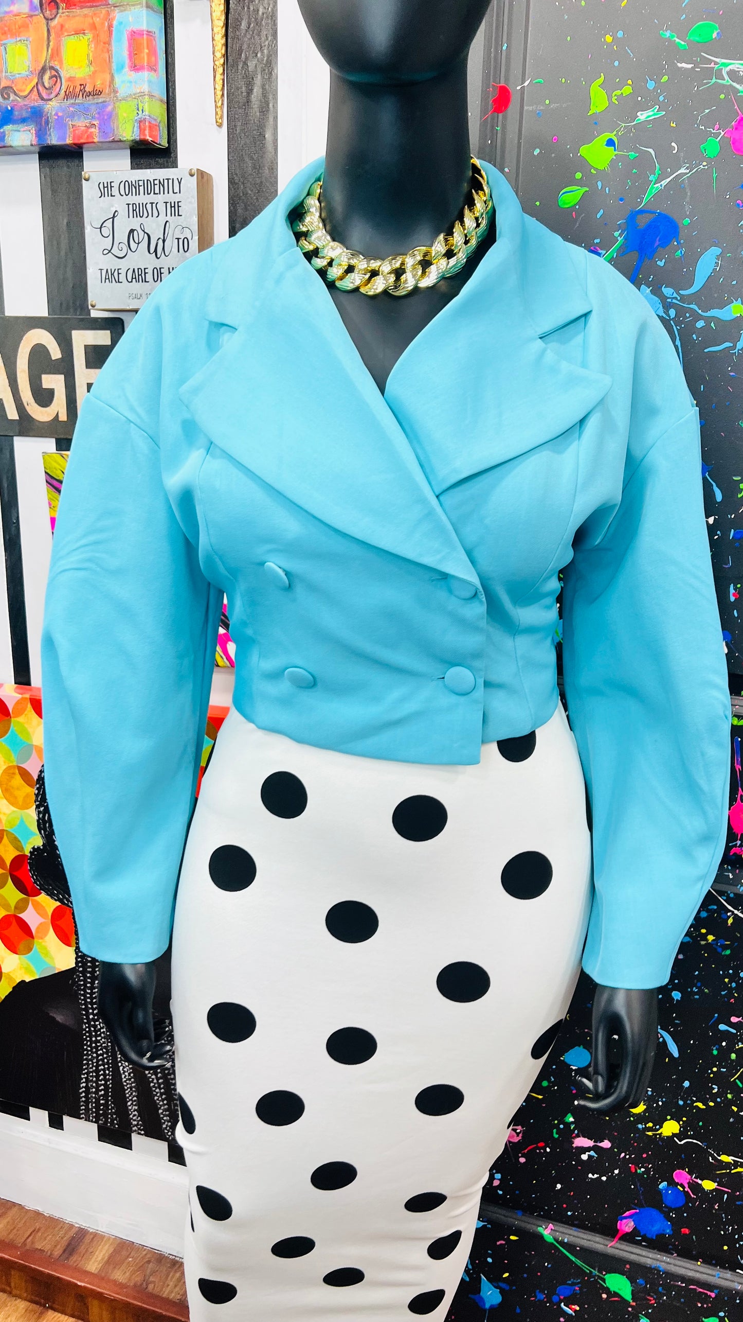 Vintage Inspired Puff Sleeves Cropped Blazer (16)