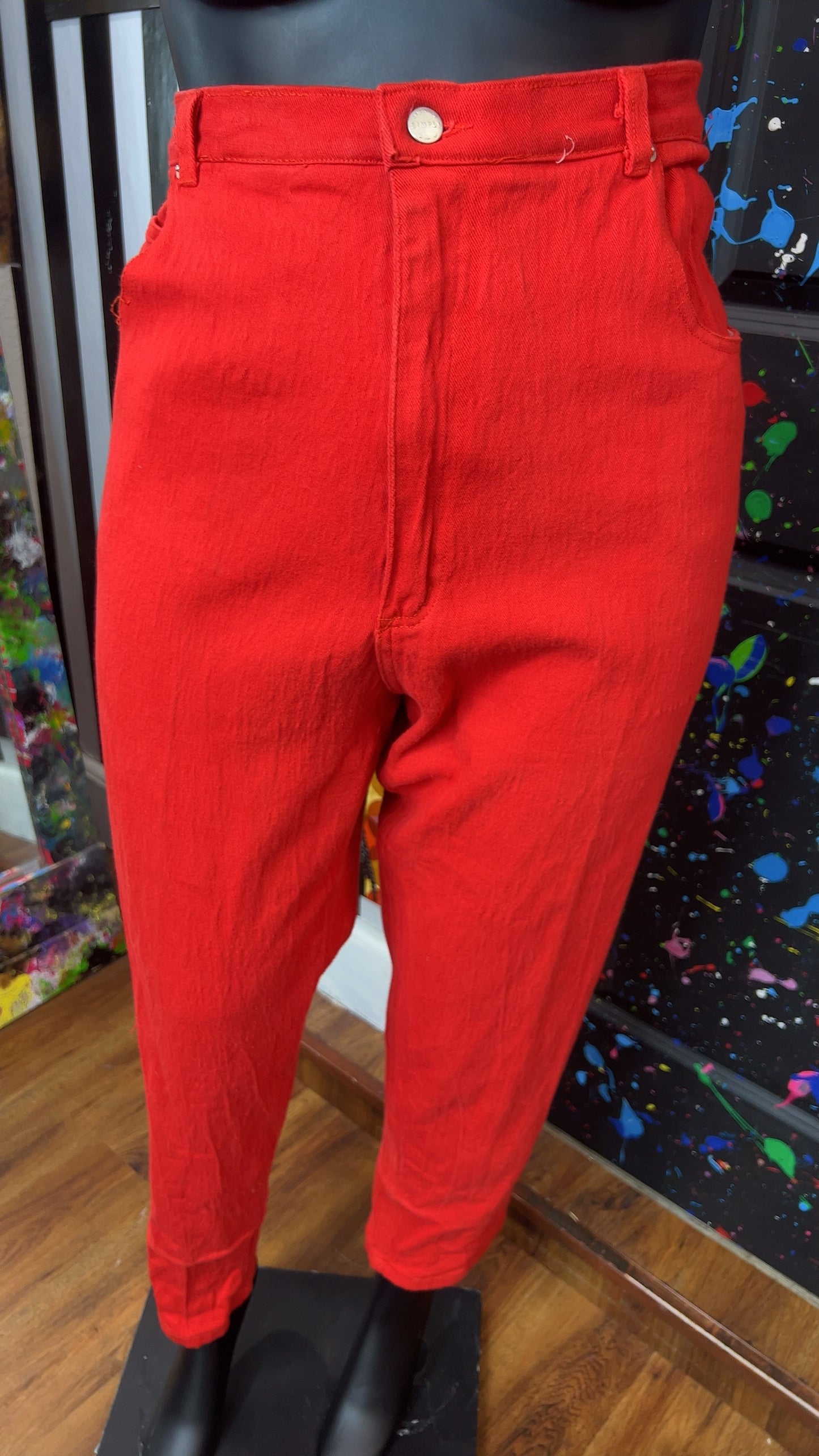 Vintage Red Jeans- Does Stretch (22)