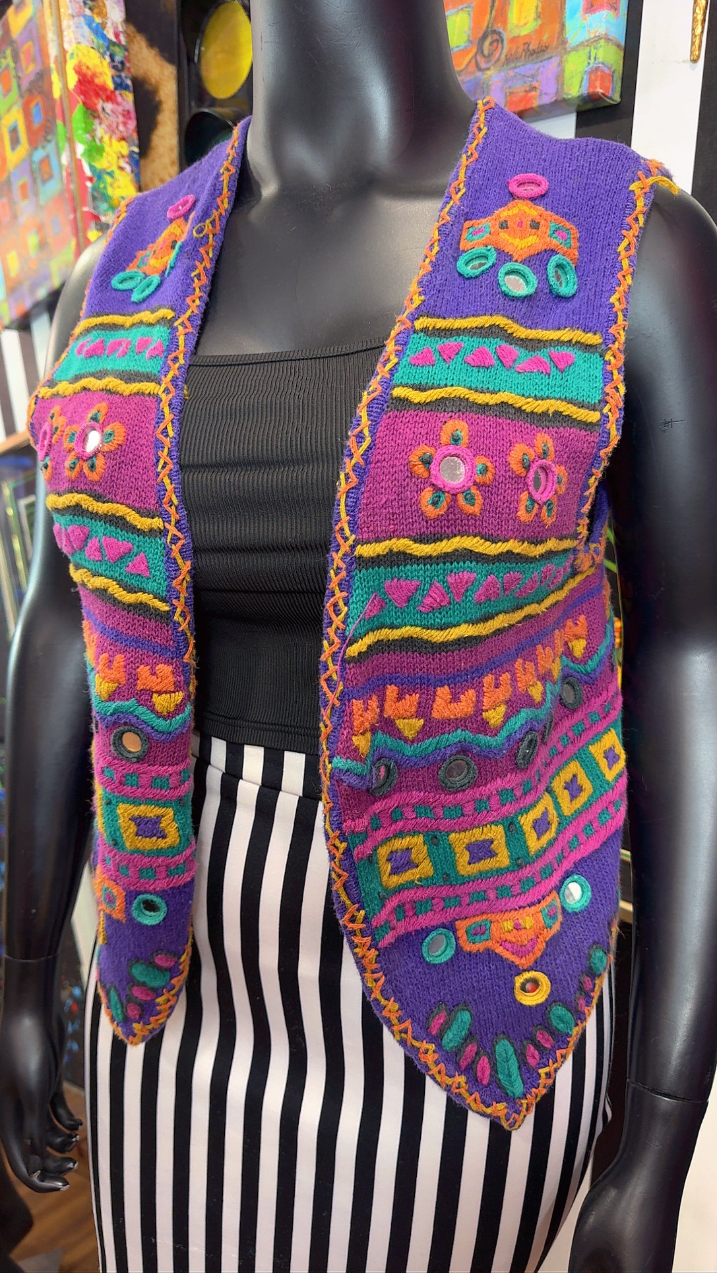 Vintage Knit Coogi Style Mirrored Vest (OS)