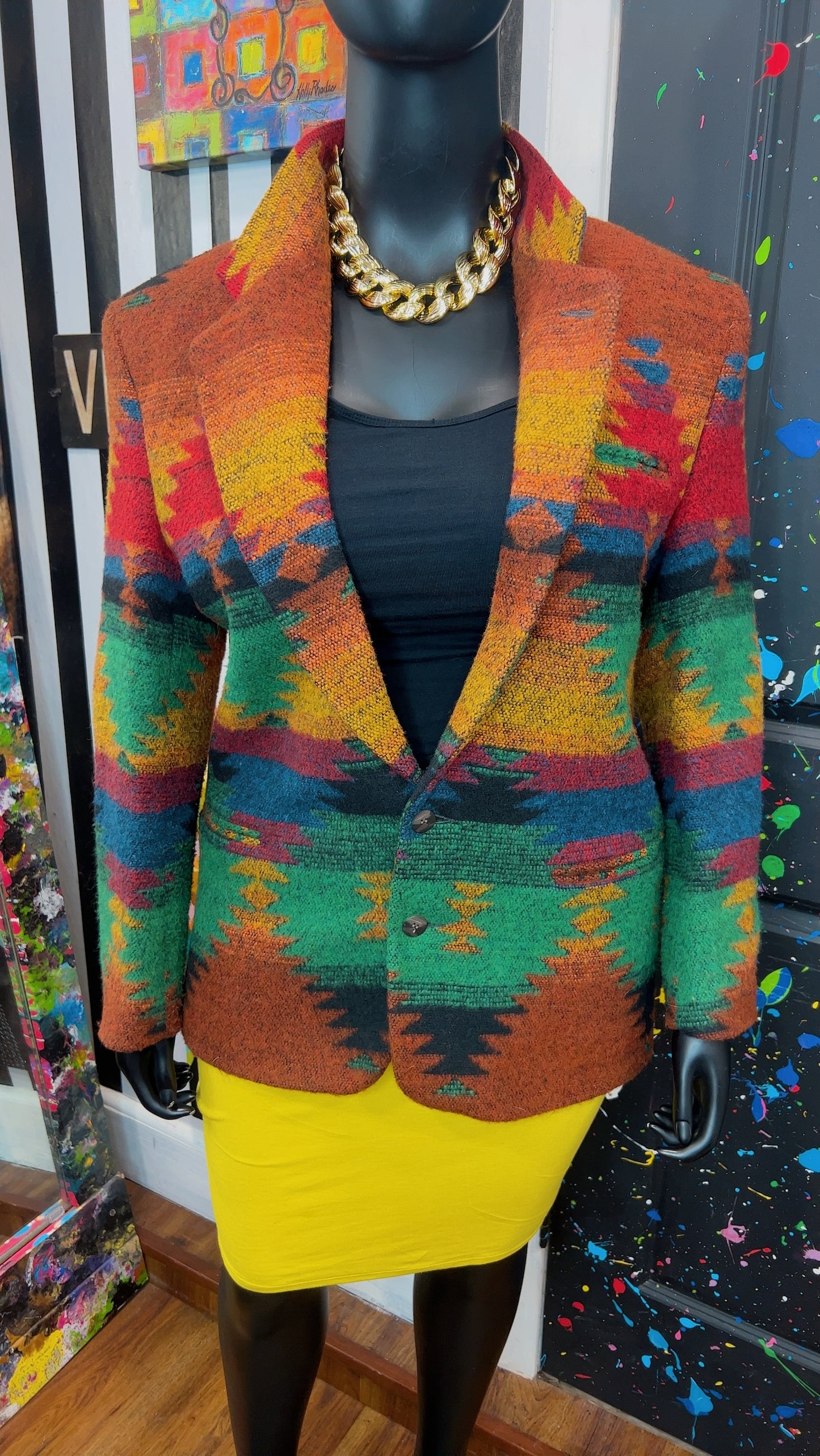 Vintage Tribal Print Western Blazer (12/14)