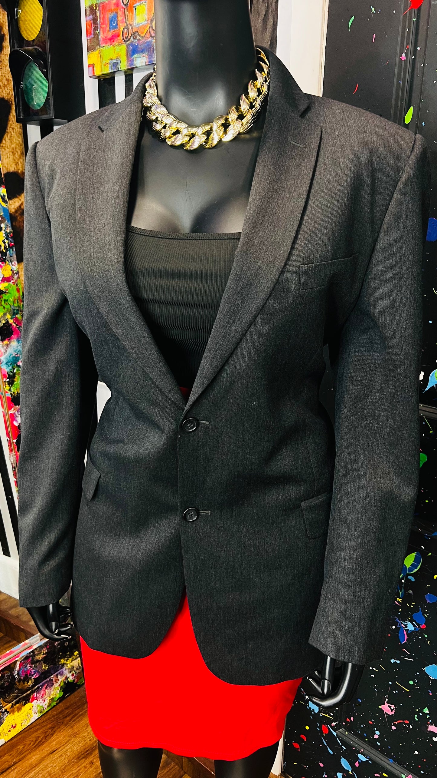 Vintage Dark Grey Blazer (18)