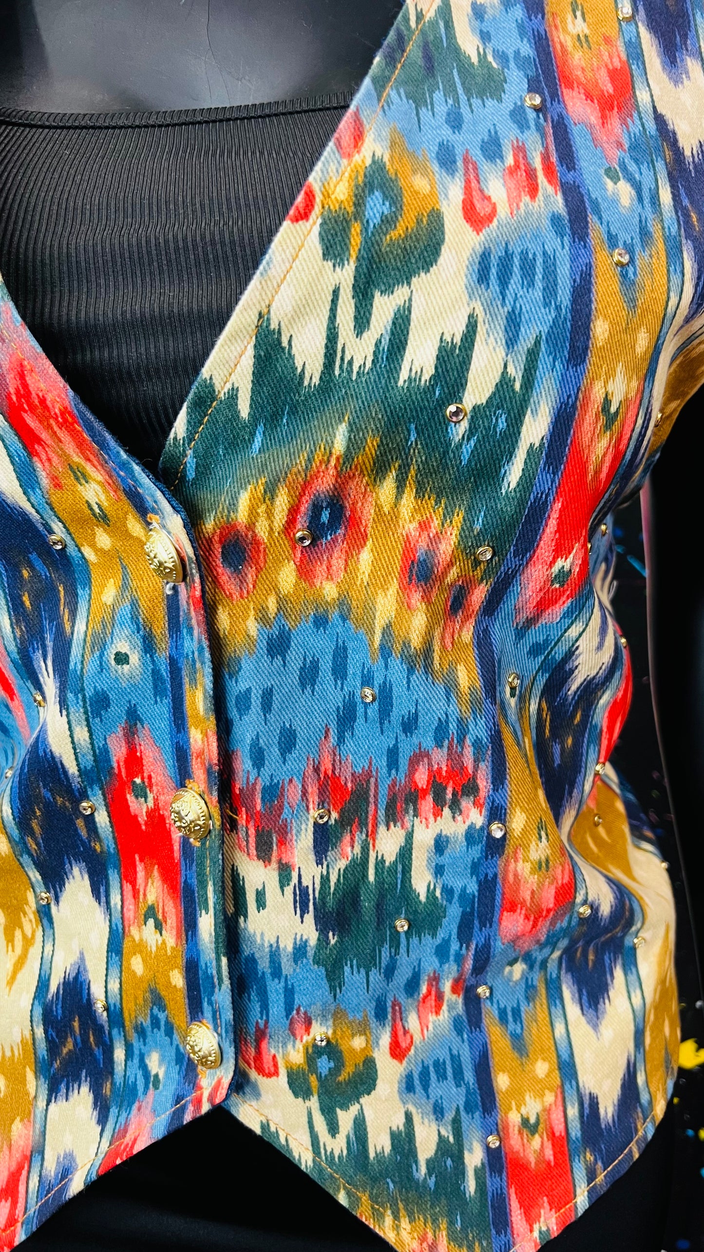 Vintage Abstract Jeweled Denim Vest (14)