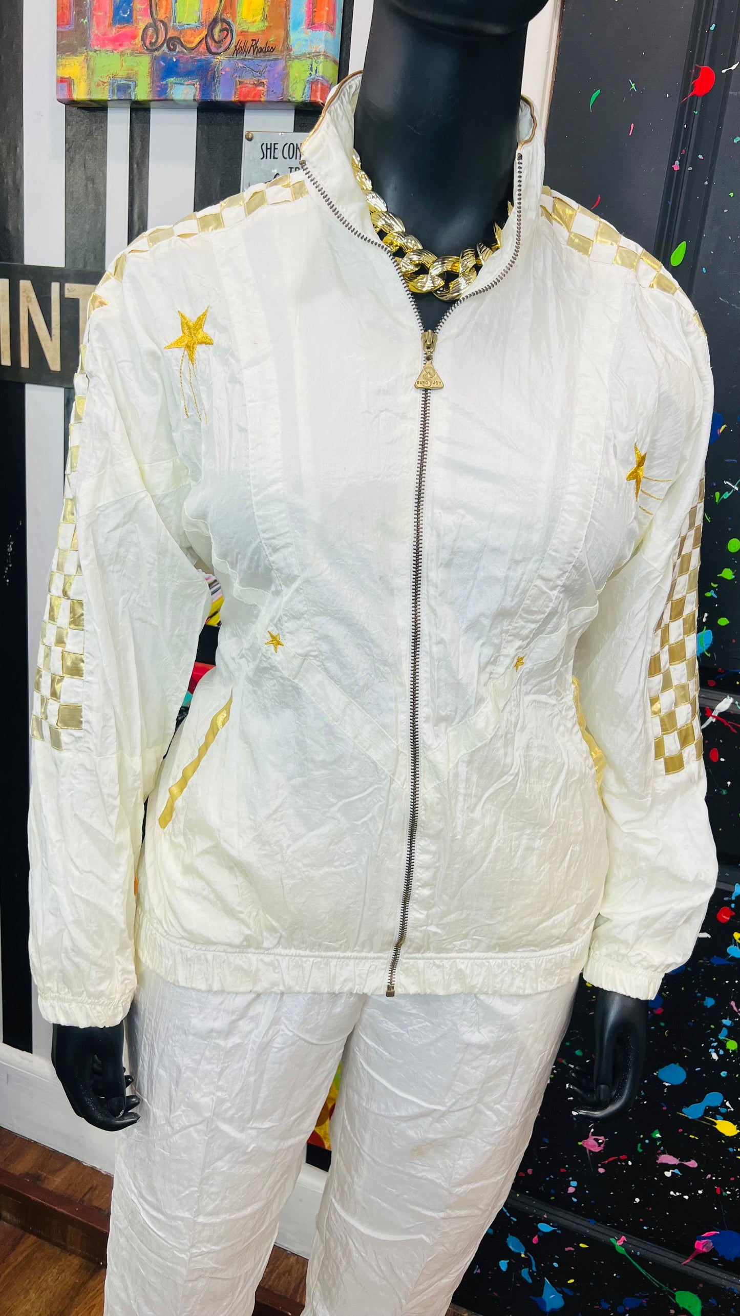 Vintage Windreaker Set - Cream w/Gold Stars (14)