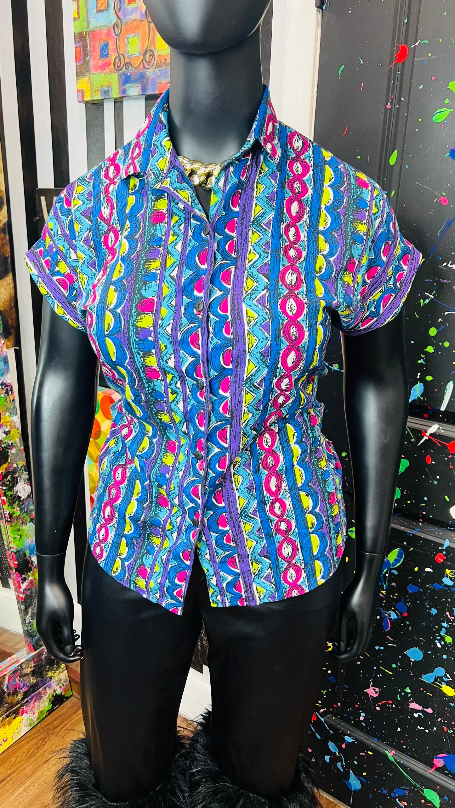 Vintage Abstract 80’s Blouse (16/18)