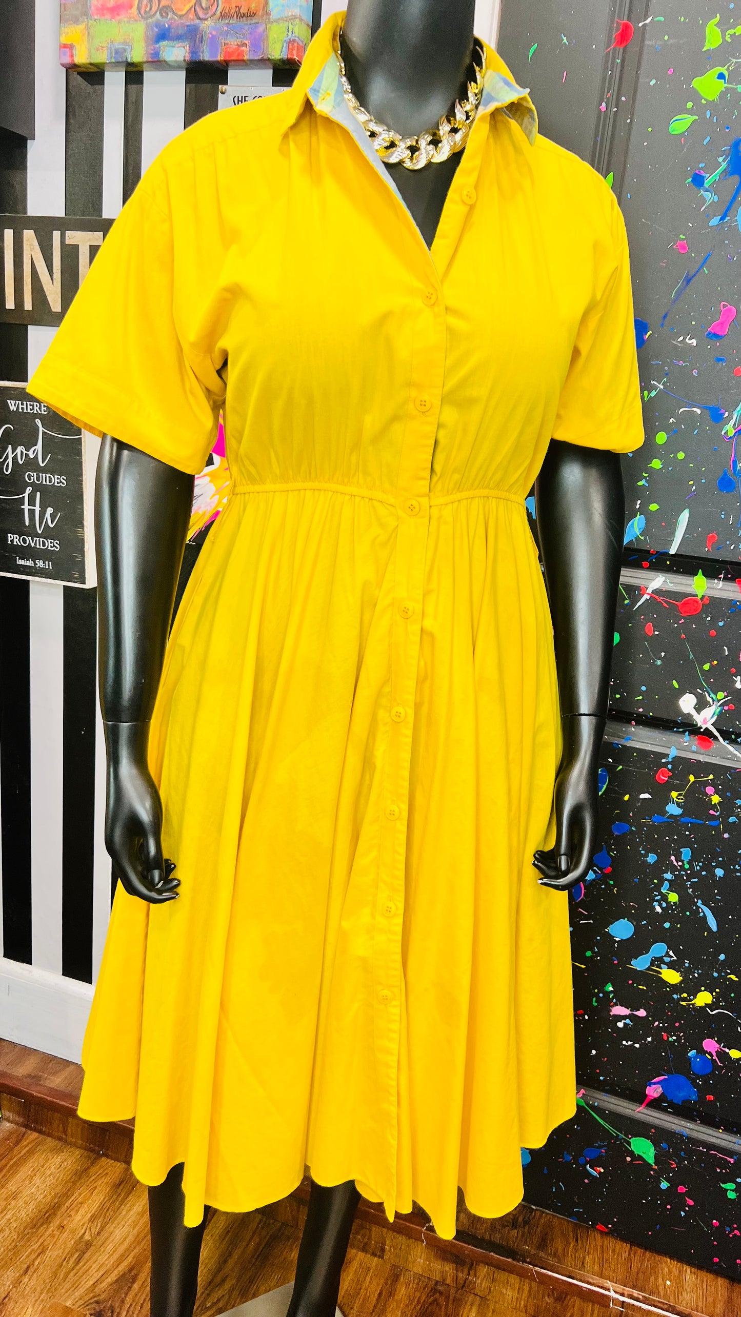 Vintage Yellow Cotton Dress (12/14)