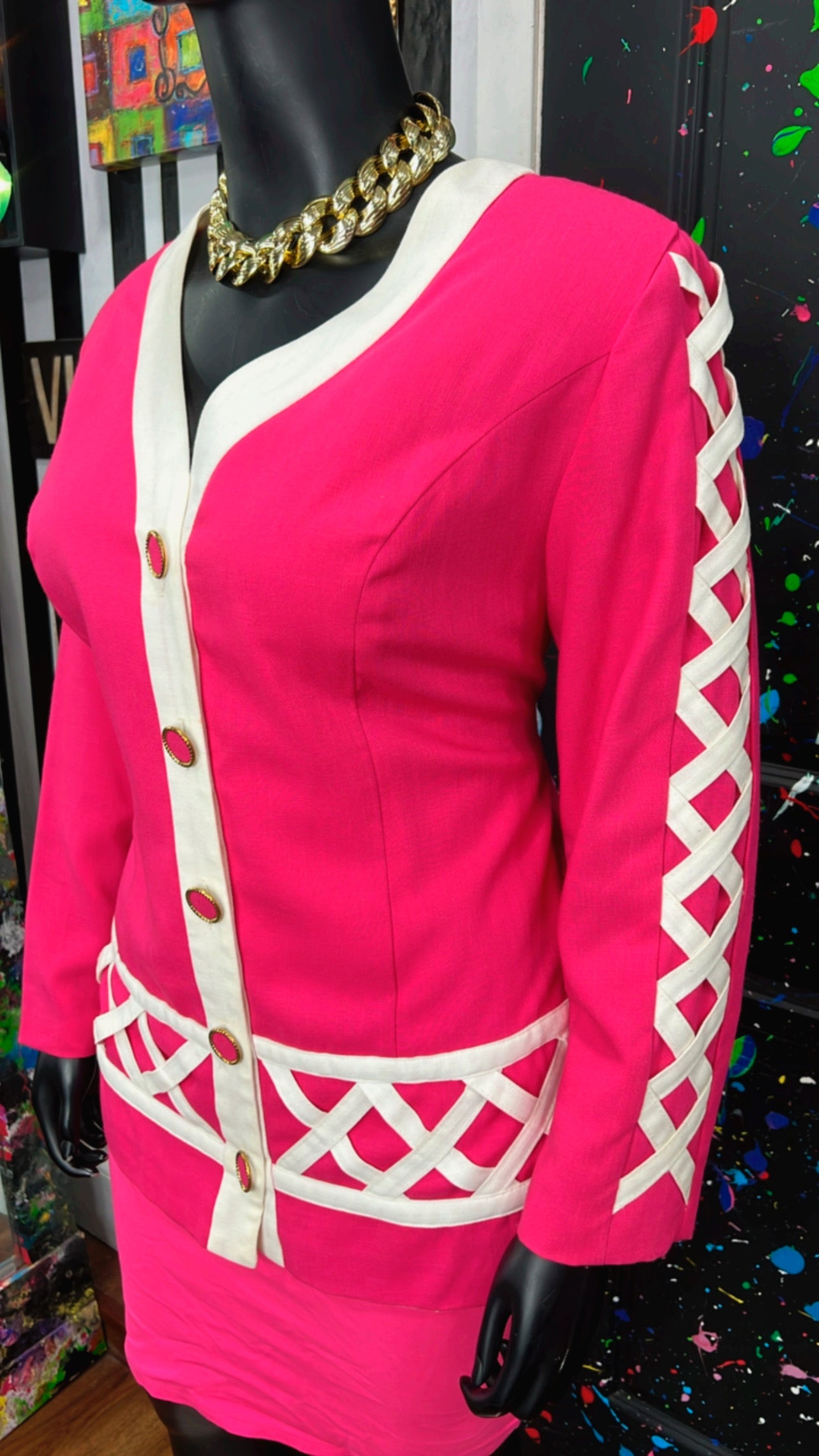 Vintage Pink & White Blazer (20W)