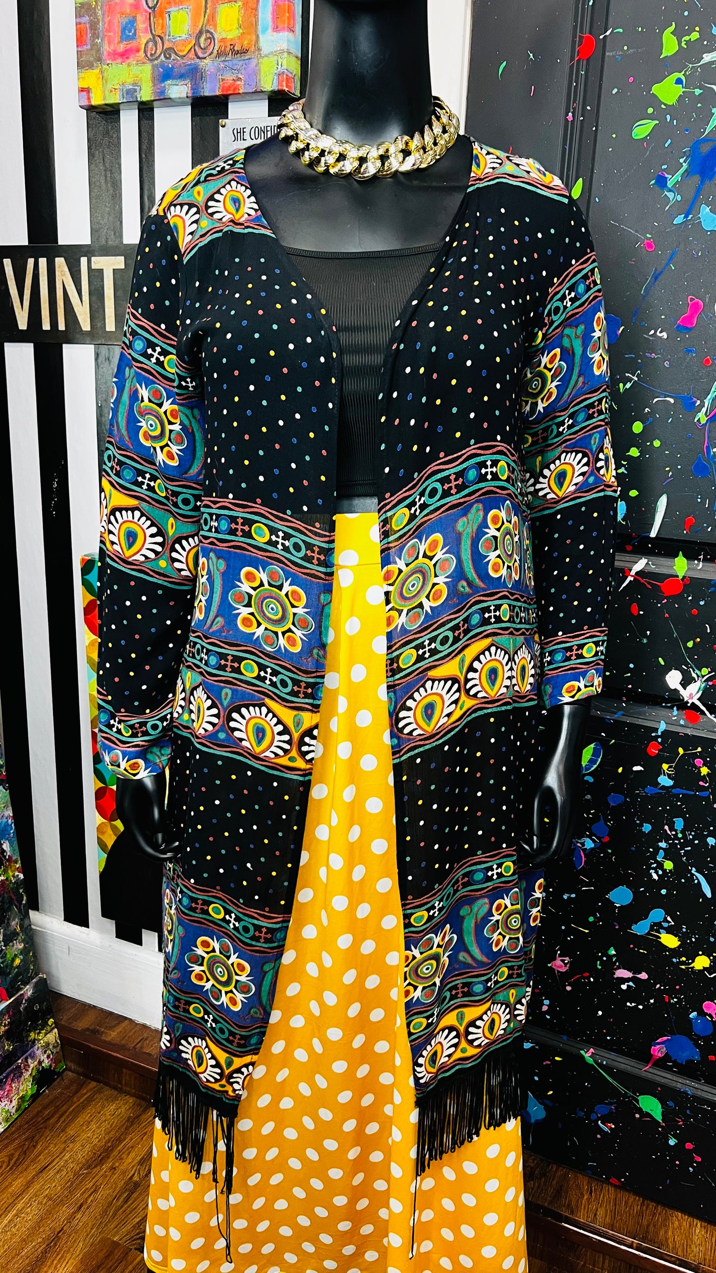 Vintage Abstract Mix Print Duster (12/14)