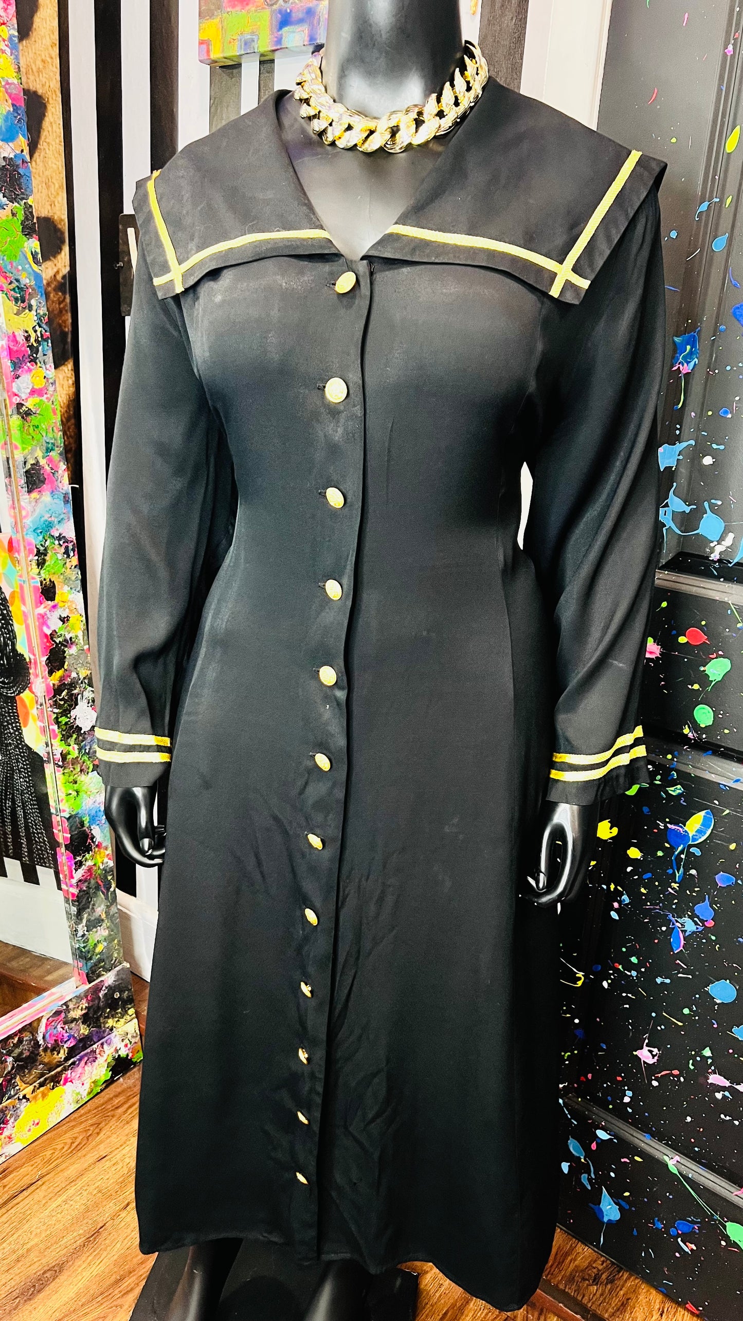 Vintage Black & Gold Sailor Dress (24)